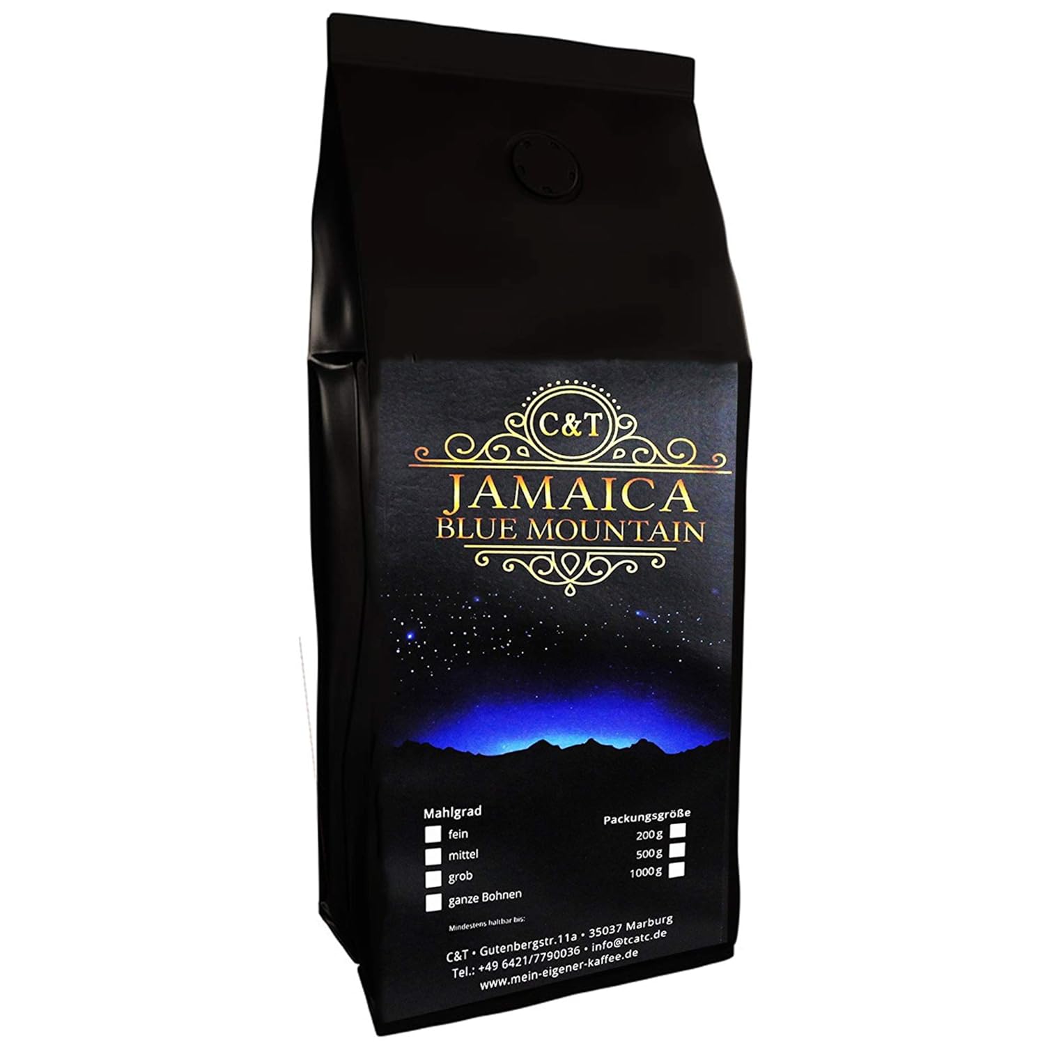 C&T Jamaica Blue Mountain AA Wallenford Estate Coffee, 500 g, Whole Beans, Varietal Single Origin Rarity from Jamaica
