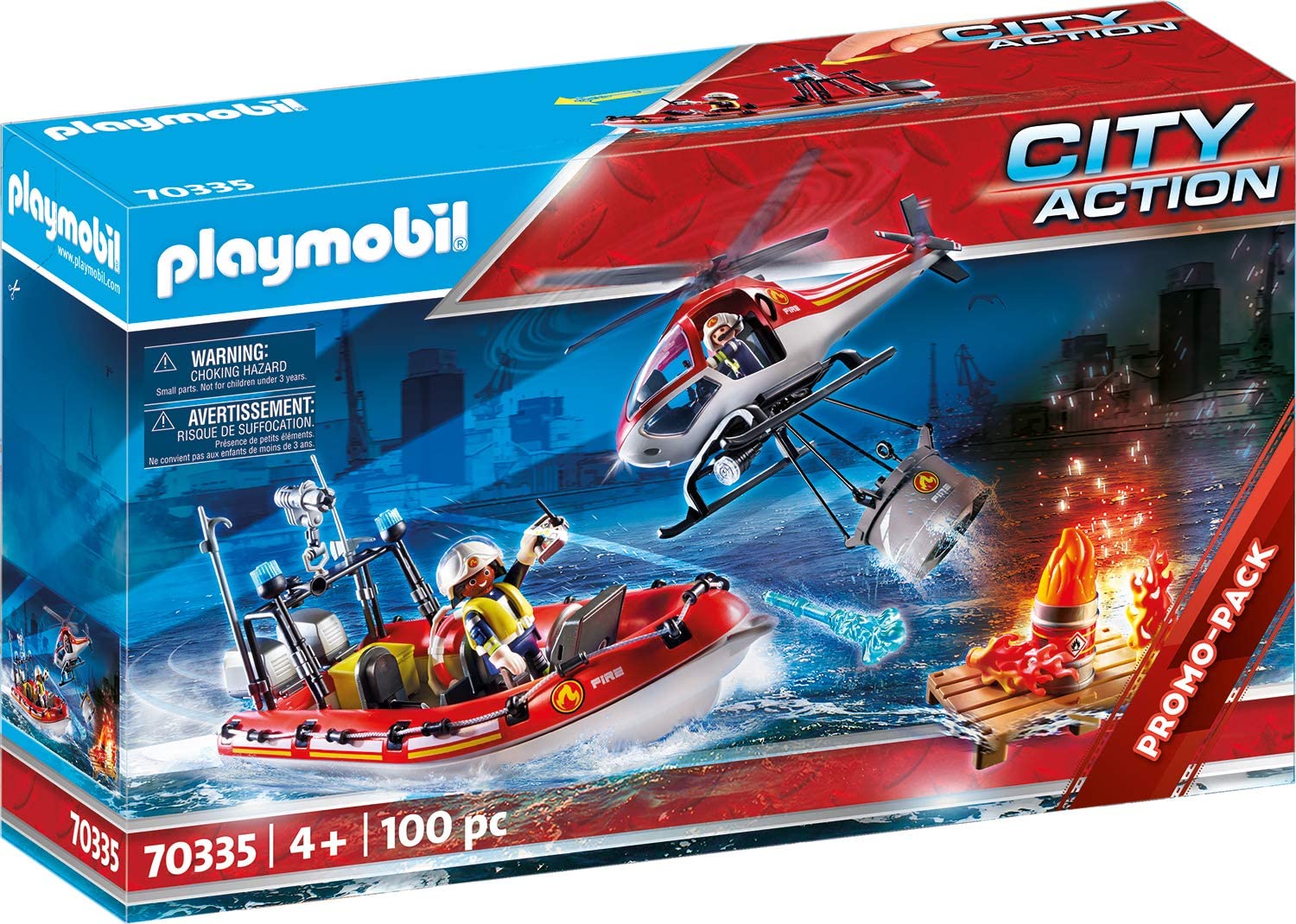 PLAYMOBIL City Action 70335 Fire Service with Helicopter and Boat from 4 Ye