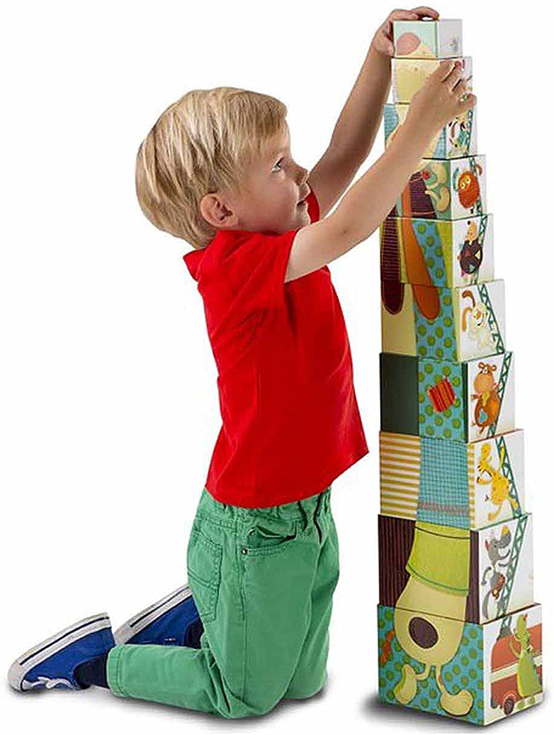 Lilliputiens 86429 – Pyramid With The Dogs Jef – Stacking Toy 10 Cube