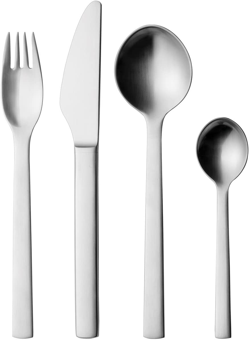 Georg Jensen GEORGE Jensen GJ 106239 New York Pack of 4 satin stainless steel cutlery set, stainless steel, 4 x 19 x 26.2 cm