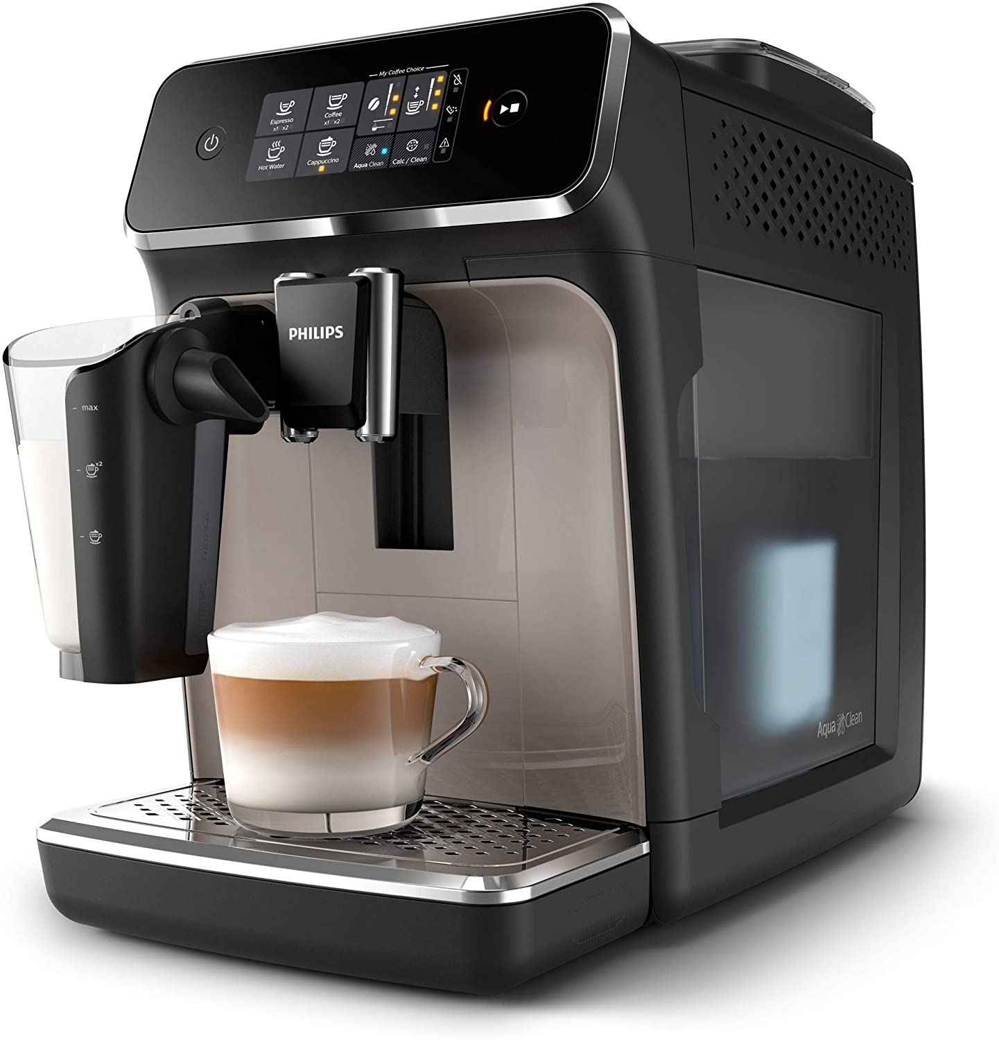 PHILIPS CAFT2235 / 40 / PHI - Automatic Espresso Machine with Grinder - 3 Grams - LatteGo - Touchscreen - Zinc Brown