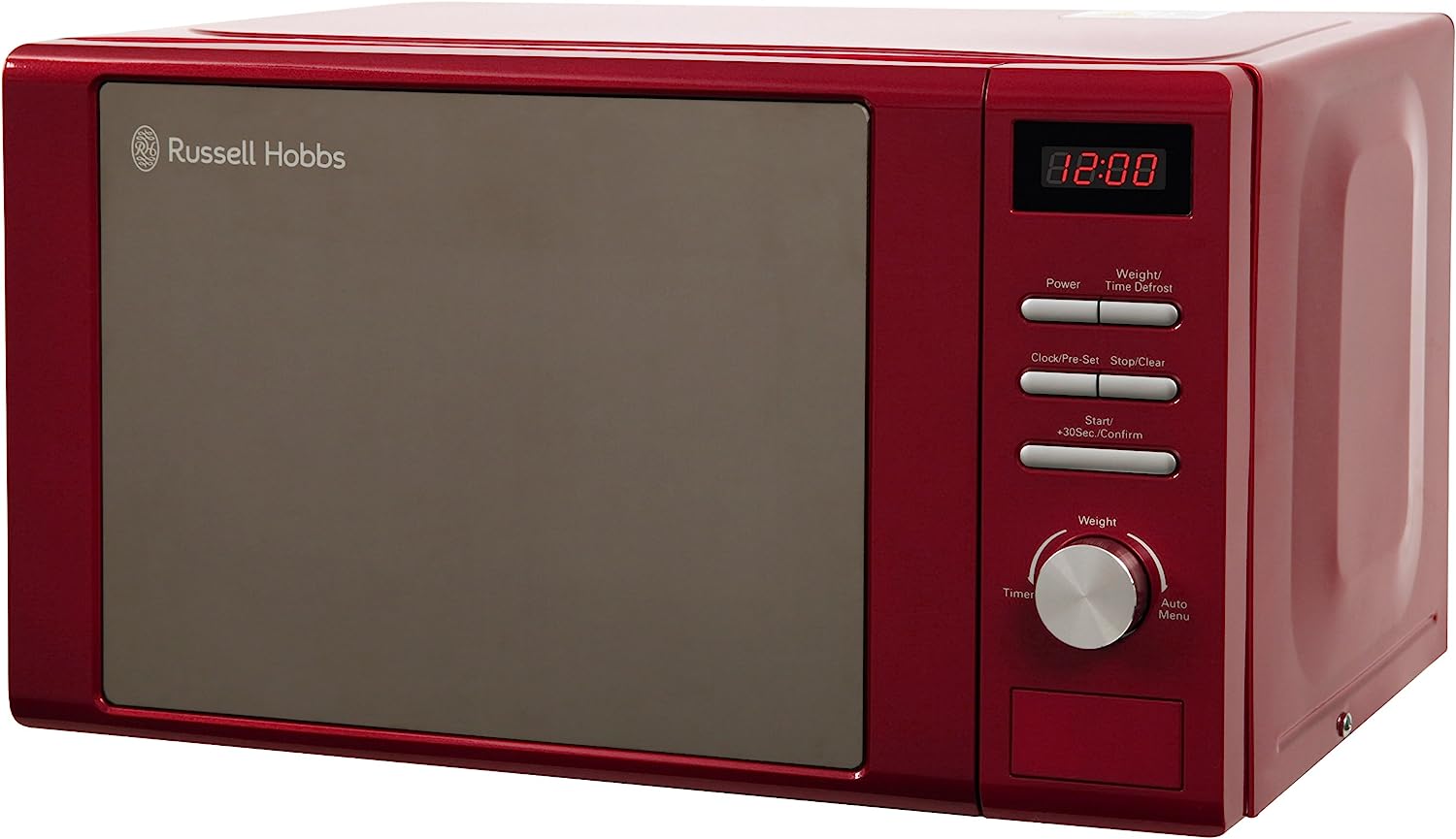 Russell Hobbs RHM2064R Digital Heritage Microwave with 5 Power Levels Auto And Weighted Defrost Settings 800W Red