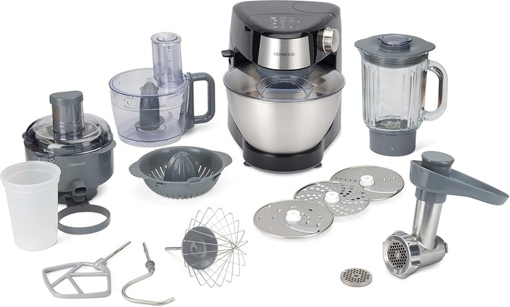 Kenwood Prospero+ KHC29.P0BK Food Processor, 4.3 L Stainless Steel Bowl, 1,000 Watts, Including 11-Piece Accessory Set with Juicer, Mincer, Chopper, Glass Mixing Attachment, Citrus Juicer and More,
