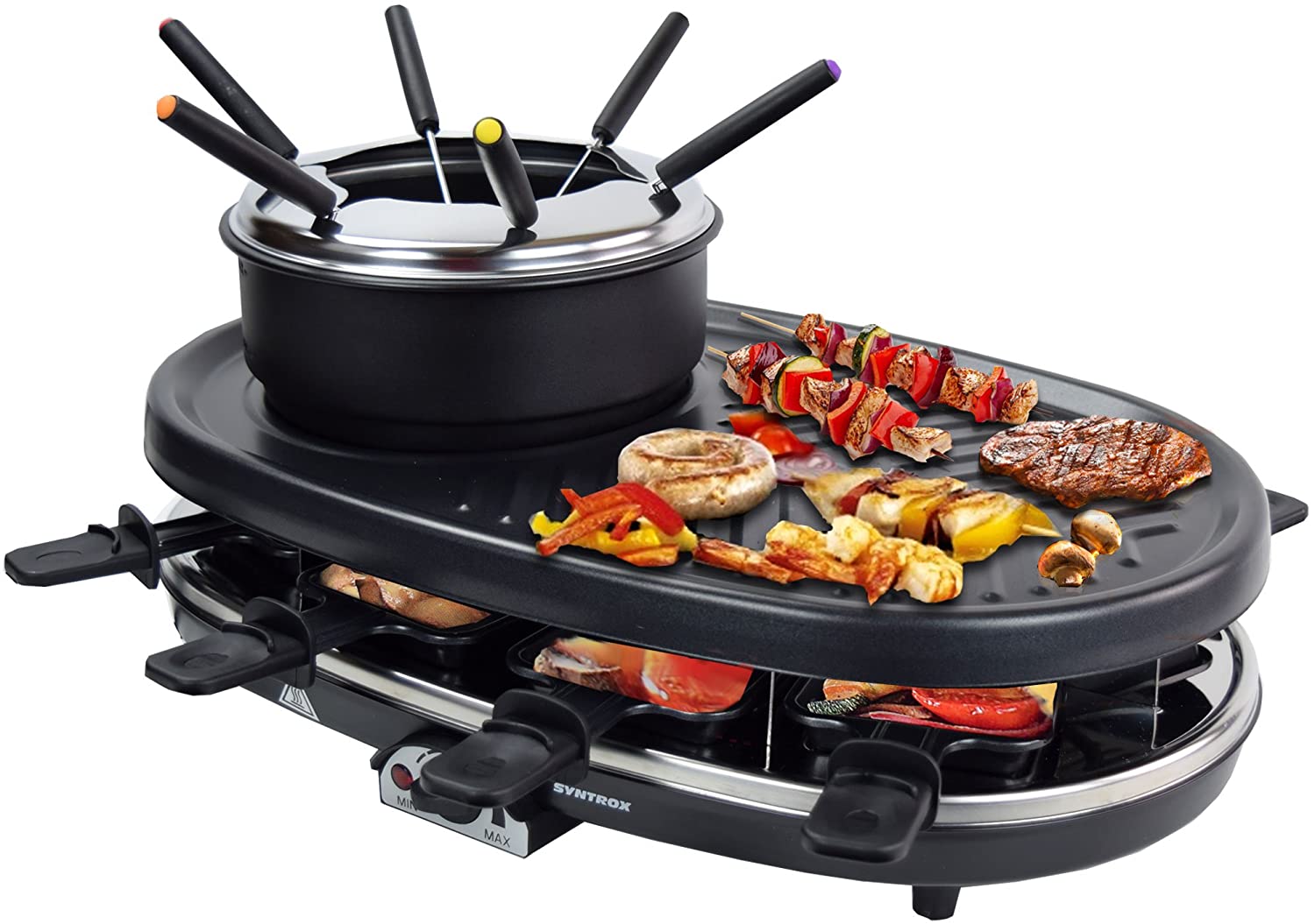 Syntrox Germany Appenzell 3 in 1 Raclette Grill Fondue for 8 People