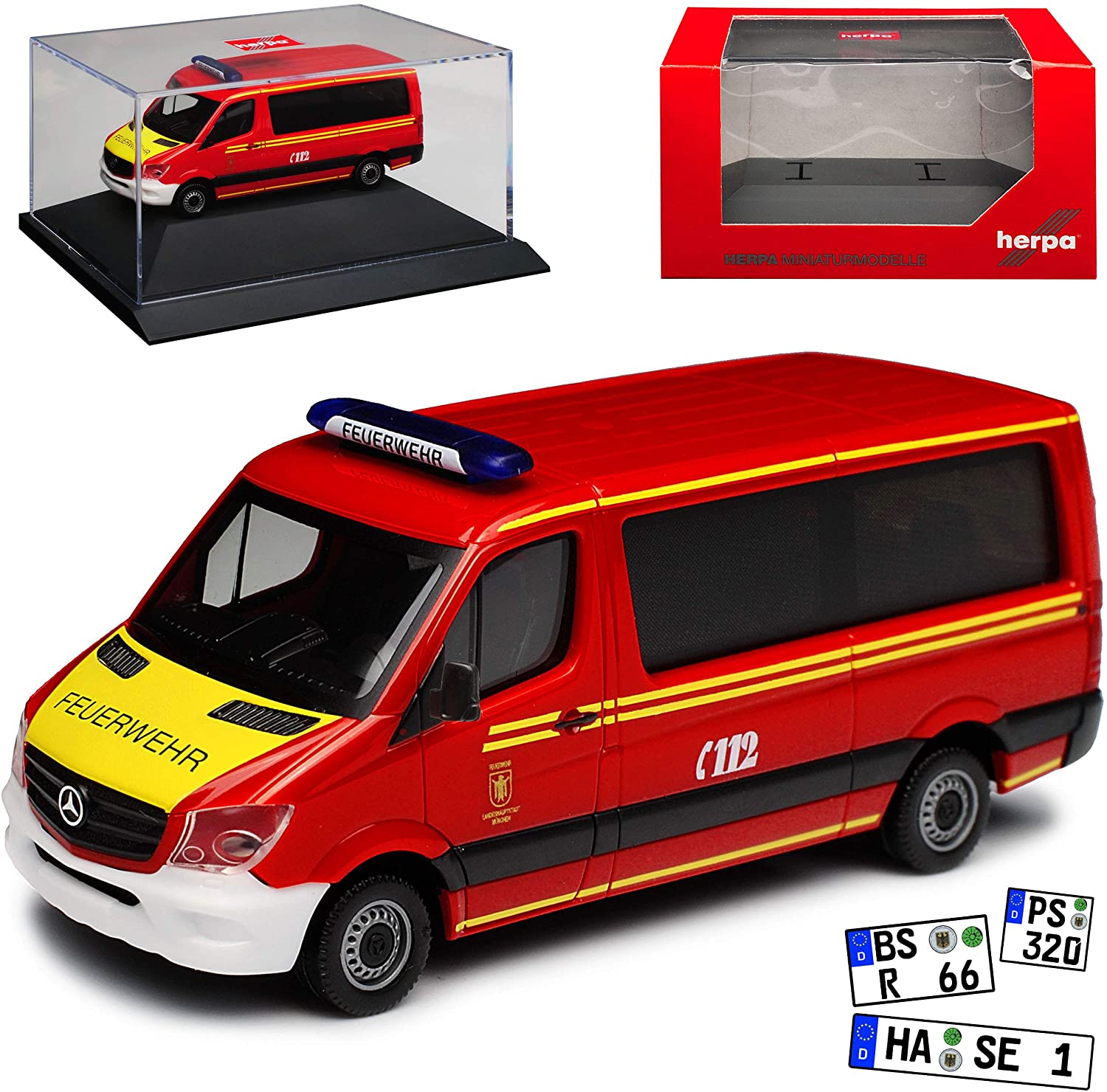 Herpa Mercedes-Benz Mercedes-Benz Sprinter Ii Transporter Fire Brigade Munich Red Ncv 3 W906 Mo