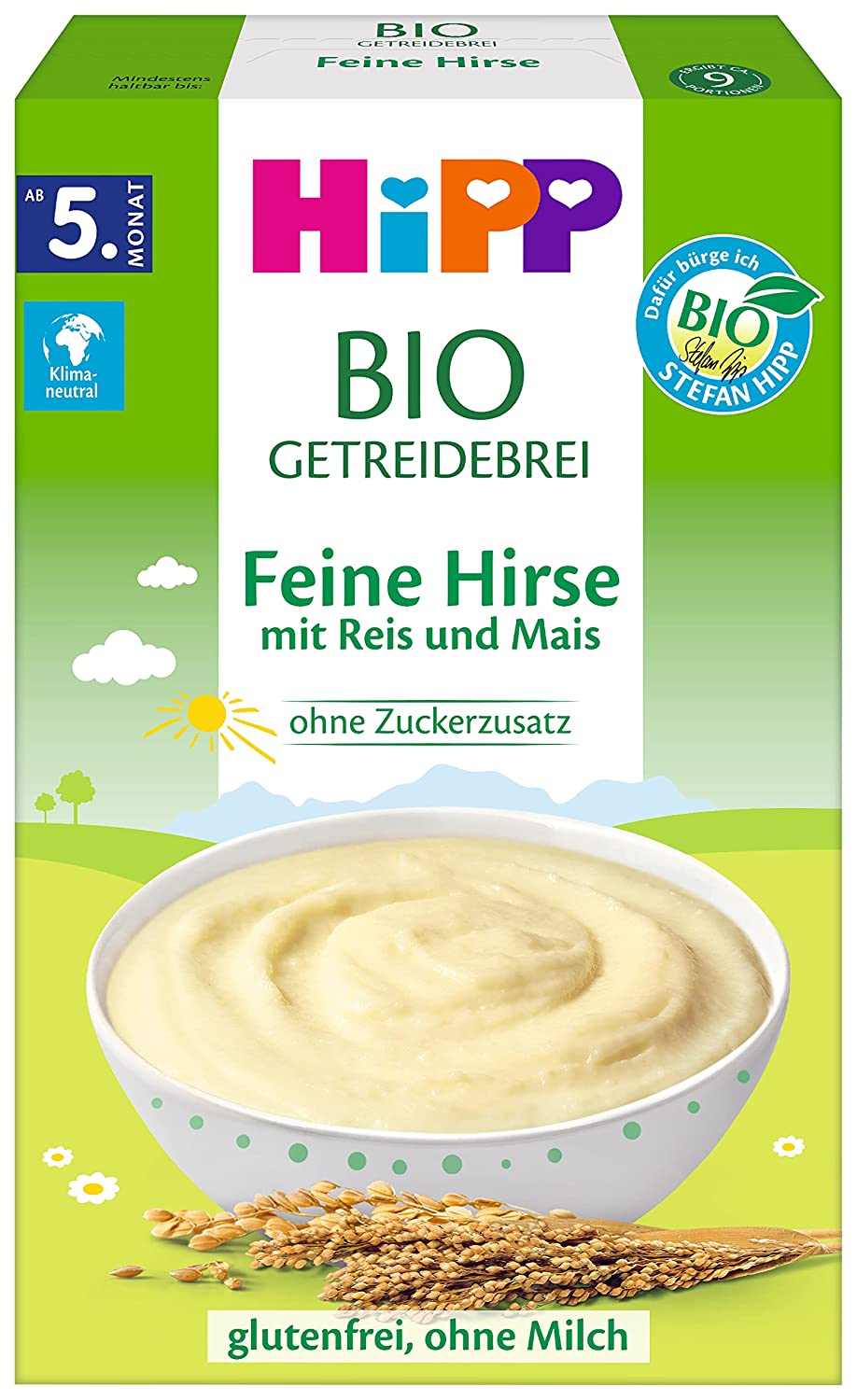Hipp Bio-Getreide-Brei ohne Zuckerzusatz, Feine Hirse, glutenfrei, 200 g