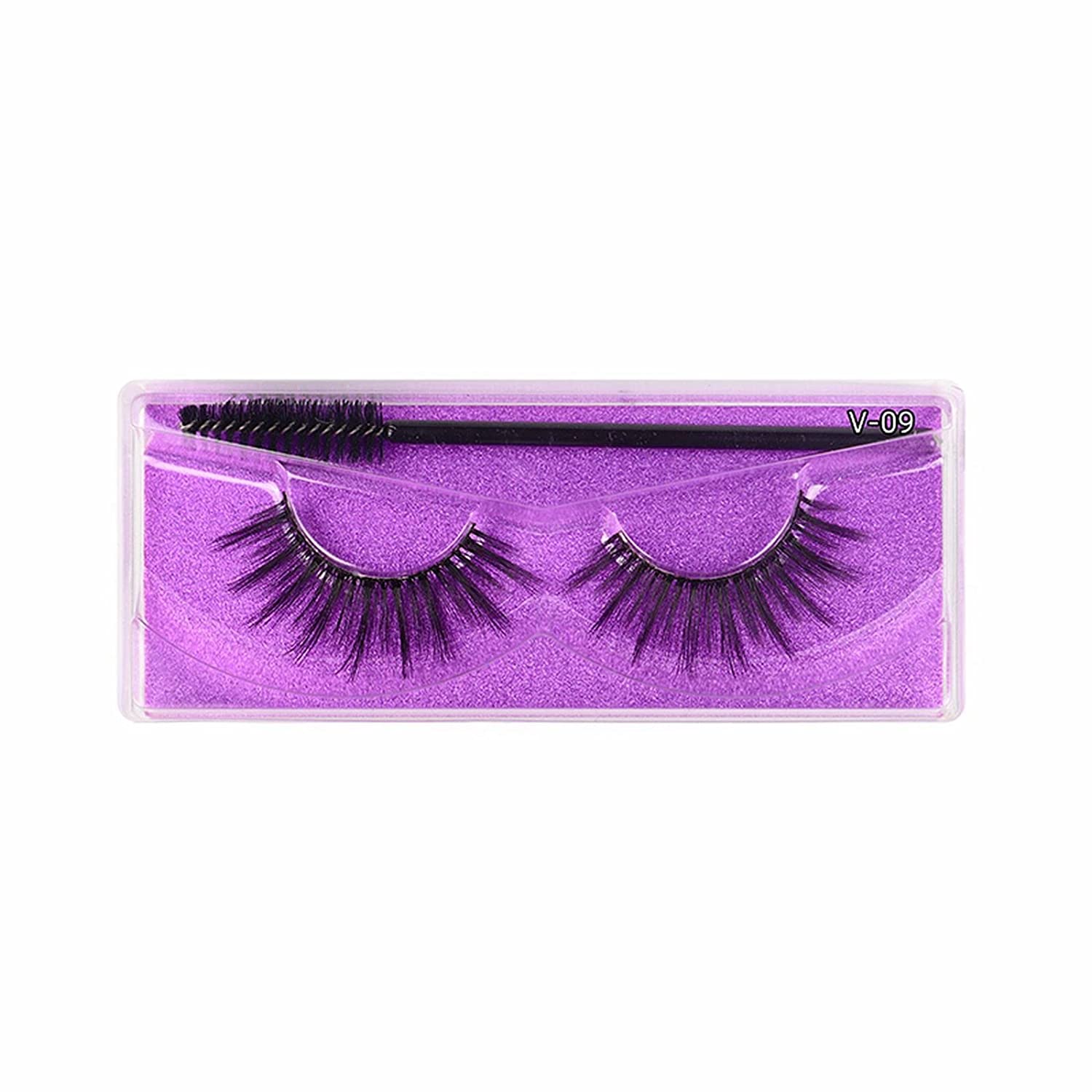 Generic 3D Thick False Eyelashes 1 Pair of Cotton Threads of V-Eyeliner Black, 