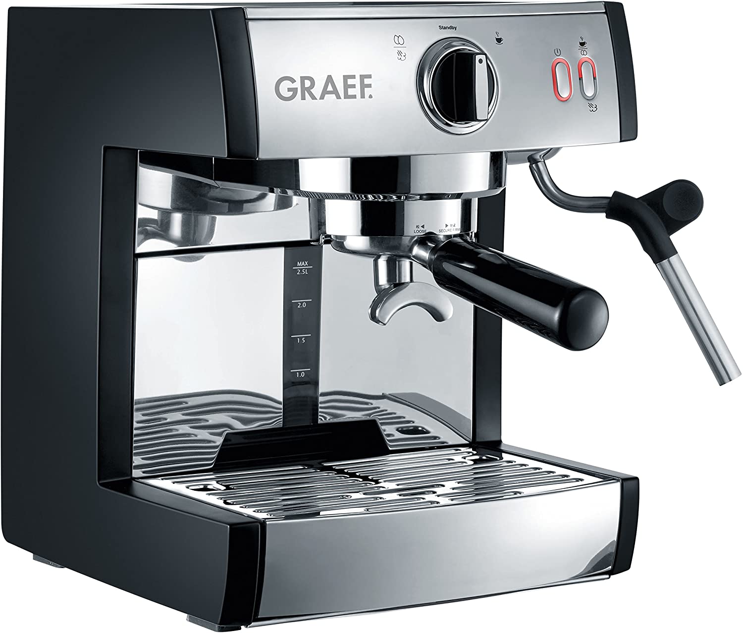 Graef ES702EU01 Portafilter Espresso Machine, Stainless Steel, Matte Black / Stainless Steel