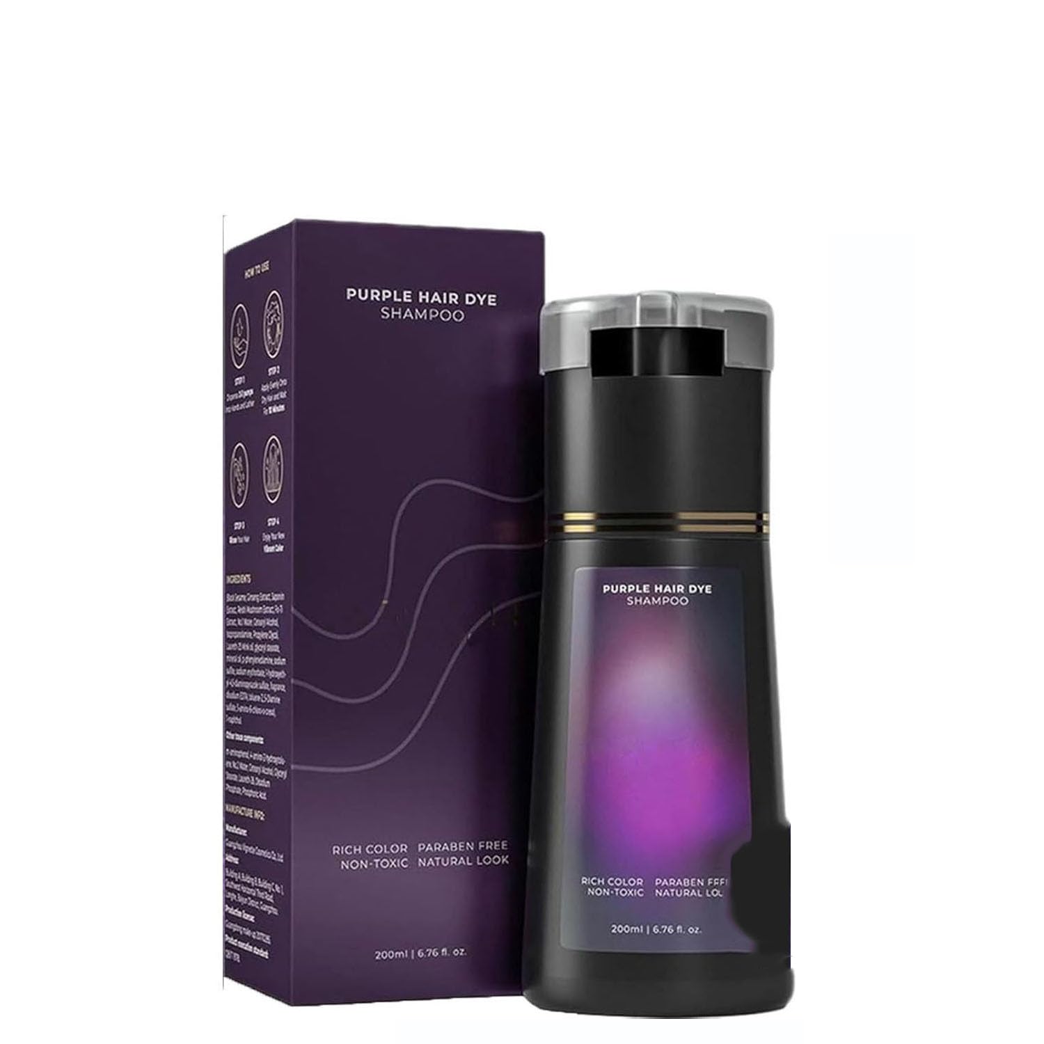 Polar Hair Dye, Hair Care Instant Dye Shampoo, Hair Care Shampoo, Natural Hair Color Shampoo, Black Hair Dye Shampoo for All Hair Types (Purple)