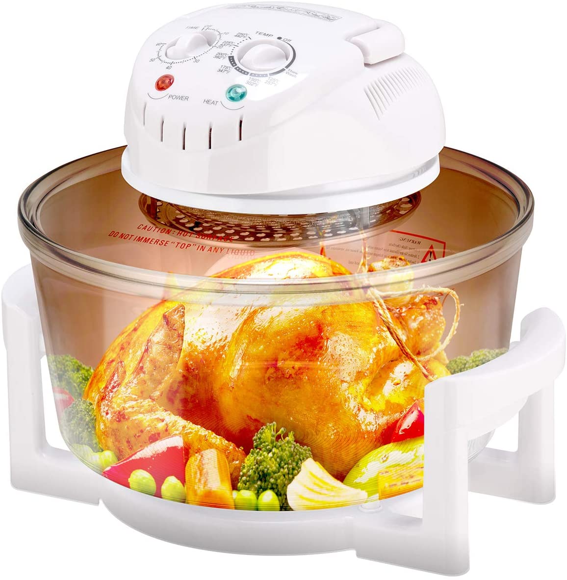 GOPLUS Halogen Oven Hot Air Oven Portable Convection Oven with 1 Hour Timer and Adjustable Temperature Control / White/38.5 x 34 x 33.5 cm/12-17 L