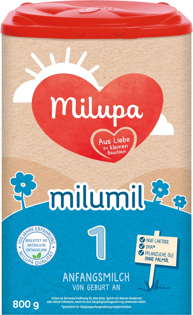 Milupa Milumil 1 Babynahrung, Anfangsmilch von Geburt an, Baby-Milchpulver (1 x 800g)