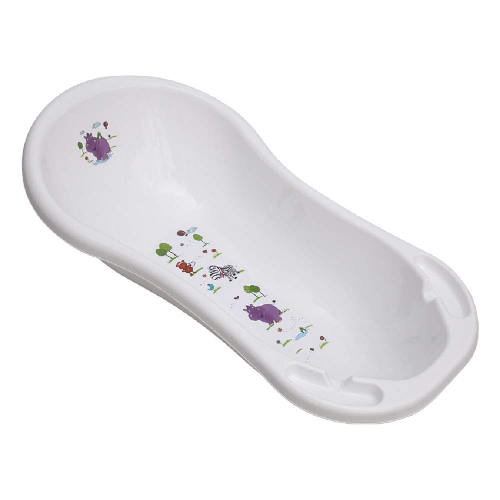 Lorelli Hippo Baby Bath 101 cm with Storage Compartments High-Quality Plastic White