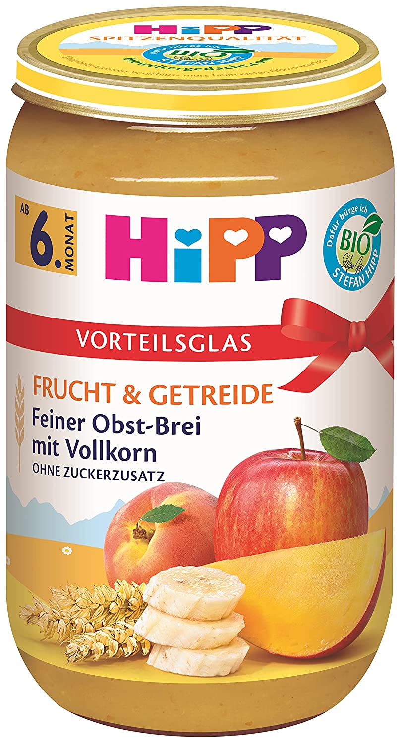 HiPP Bio Frucht & Getreide Feiner Obst-Brei mit Vollkorn, 250 g