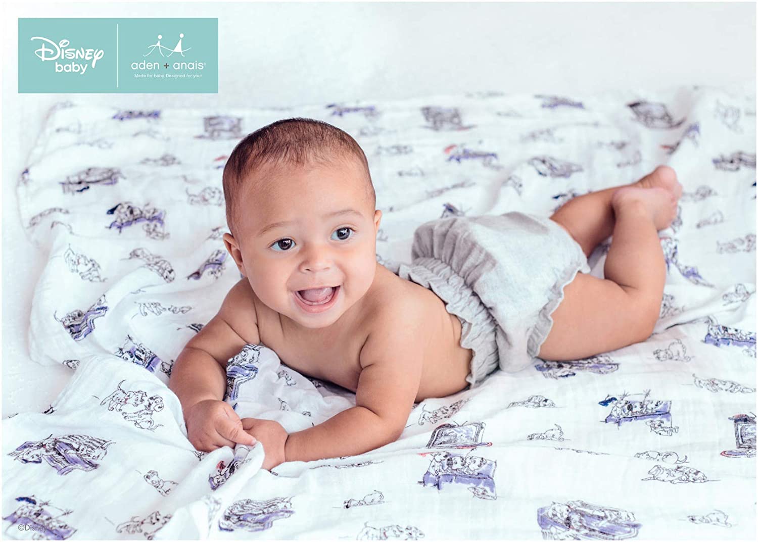 aden + anais Disney Baby Swaddling Cloths, 100% Cotton Muslin 120 cm x 120 cm, Pack of 4
