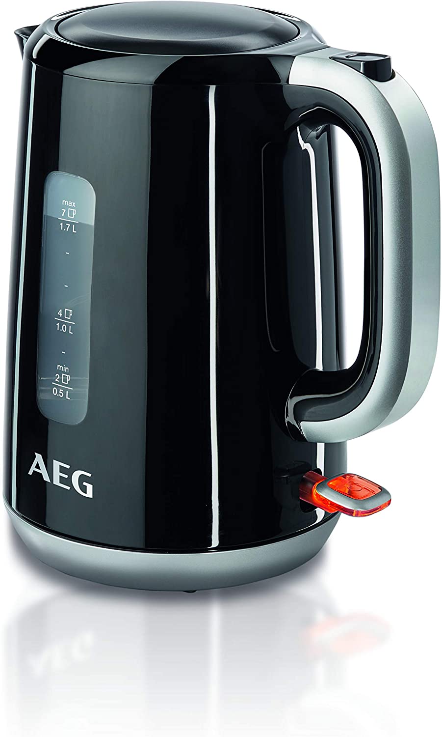 AEG EWA 3700 Express Kettle (Super Fast Boiling, 3000 Watt, 1.7 L, Removable Limescale Filter, Water Level Indicator with Litre/Cup Indicator, Safety Shut-Off, On/Off Switch, Black)