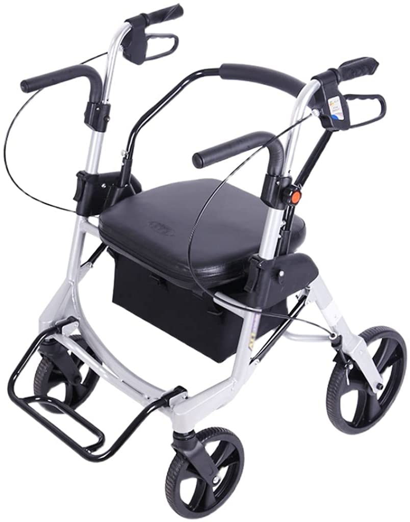 Rolling Walkers Rollator Walker, Foldable Senior Rolling Walker with Backrest and Seat, Mobility Walking Aid for Elderly, Lightweight Wheelchair (Size: 84 x 66 x 49 cm)