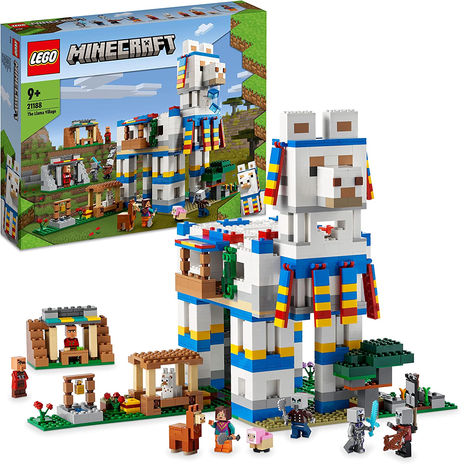 LEGO 21188 Minecraft The Lamadorf Set, Toy House with Village Inhabitants, Animal Figures and 6 Modules, Birthday