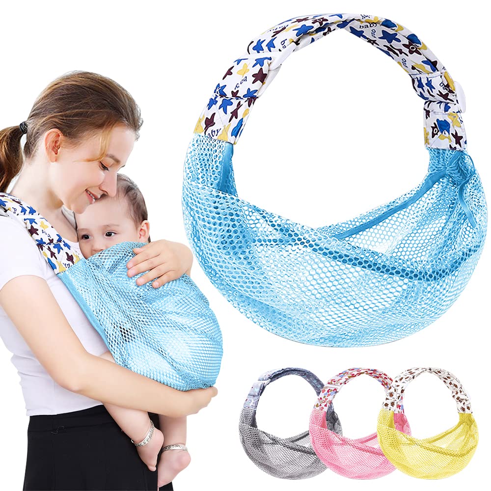 HINATAA Breathable Baby Carrier, Adjustable Baby Carrier Wrap, Quick Drying, 3D Mesh, Thick Shoulder Straps, Elastic for Summer, Pool, Beach, Carrying Newborn (Blue)