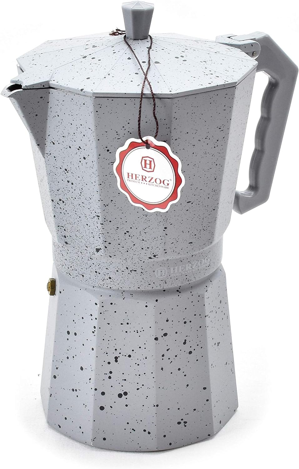 Herzog® Premium Espresso Maker, Coffee Maker, Mocha Cooker, 6-12 Cups (6 Cups, Gray)