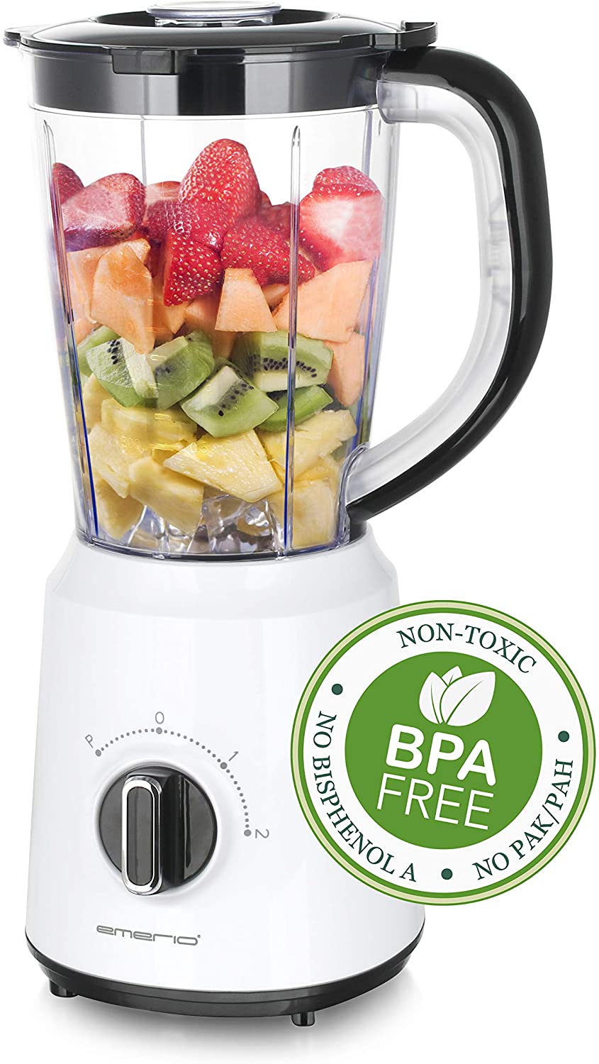 Emerio Blender, BPA-Free, Crush Ice Function, 1.5 L Container, 2 Speeds + Pulse Function, Stainless Steel Knife Unit, Safety Switch, Dishwasher-Safe, 500 Watt
