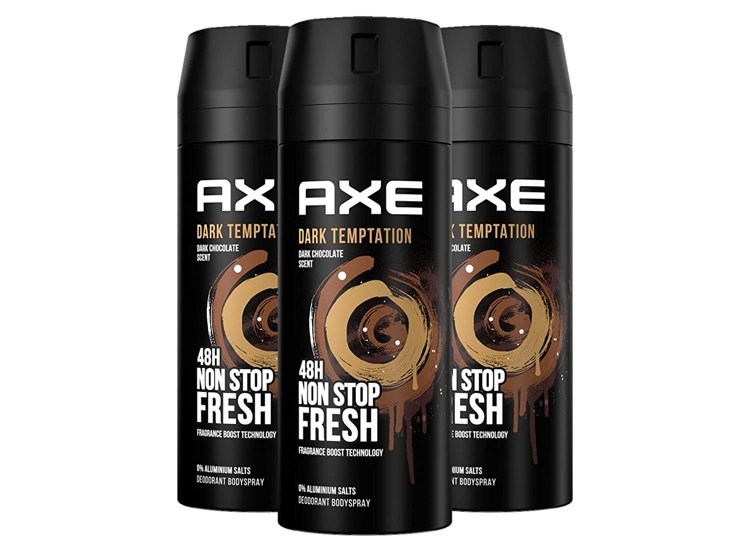 AX Deospray Dark Temptation Deodorant without aluminum with effective protection against body odor, 3 X 150ml