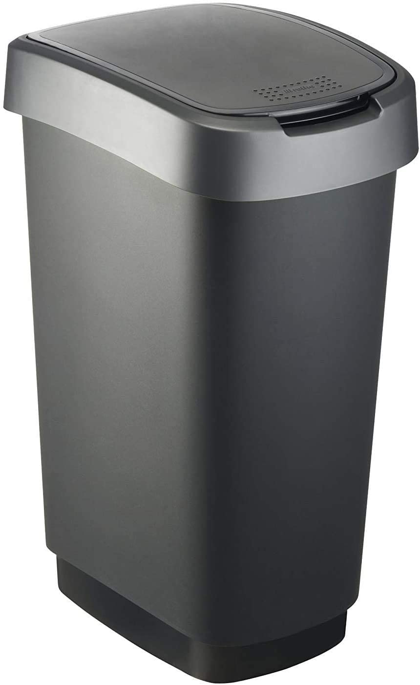 Rotho Twist Bin Plastic (PP) Black / Anthracite 50 Litres (40.1 x 29.8 x 60.2 cm), 50 l