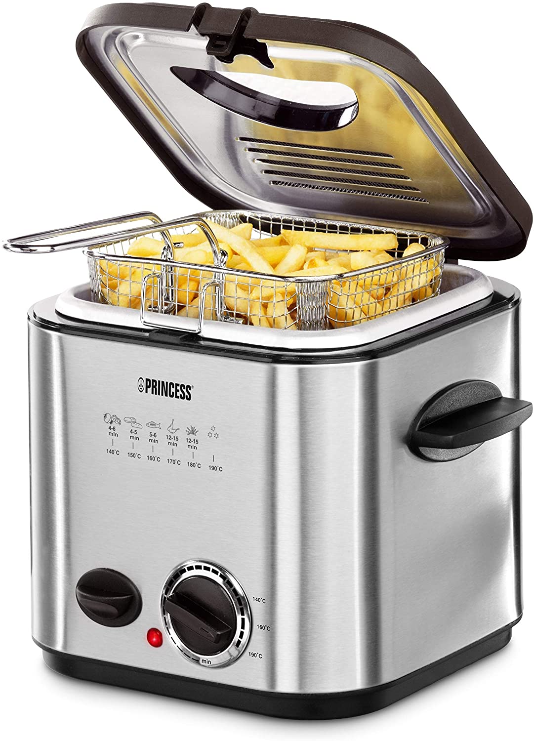 Princess 182611 Mini Fryer with Fondue - Fast Heating - Odour Filter - 1.2 Litre Capacity