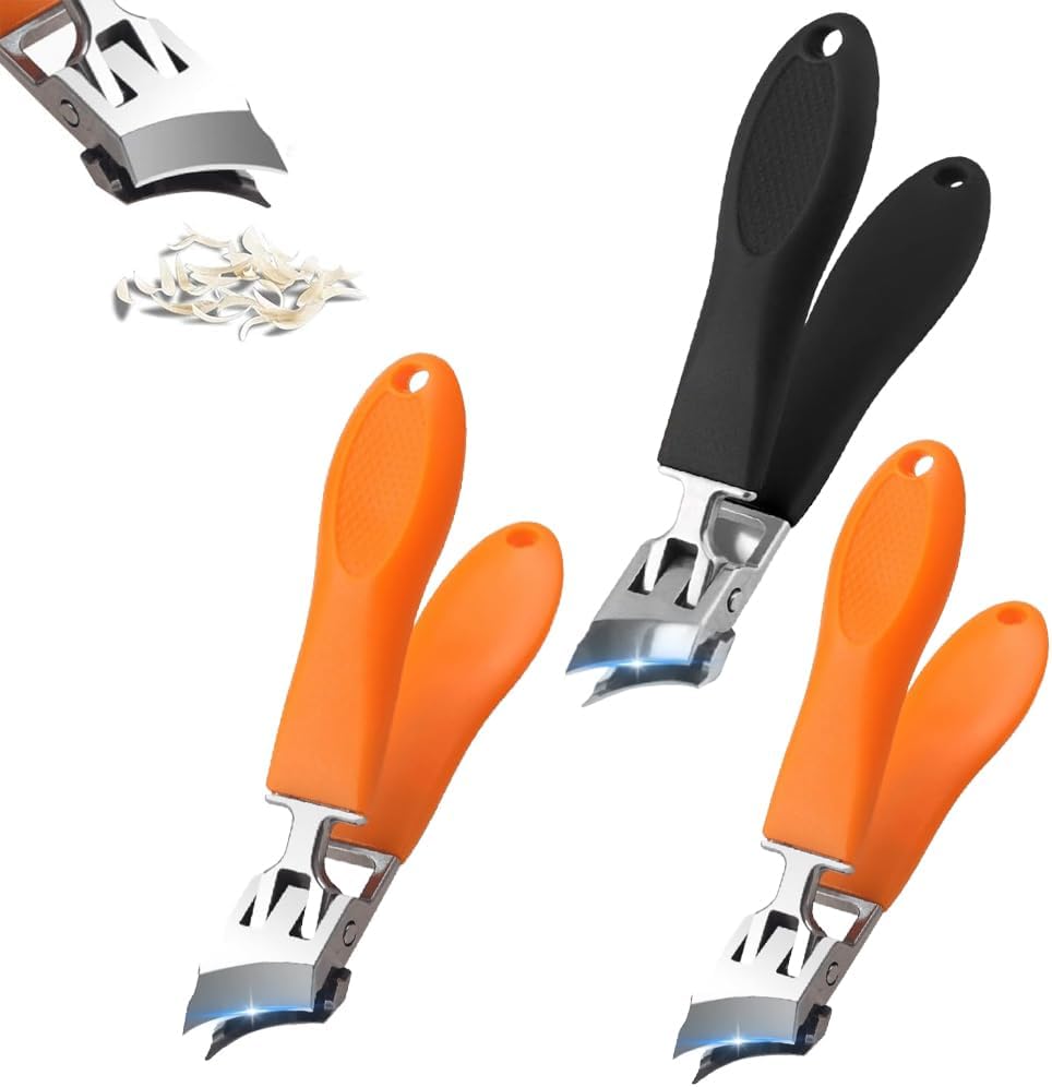 Curved Nail Clippers, 2025 Angled Nail Clippers, Toenails with Wide Opening and Splash Guard, Oblique Nail Clippers with Wide Opening for Adults and Seniors (2O+S)