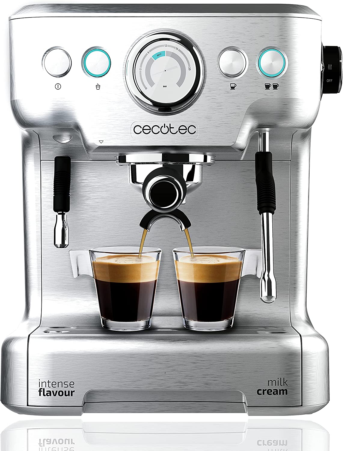 Cecotec Espresso and Cappuccino Coffee Machine, Stainless steel