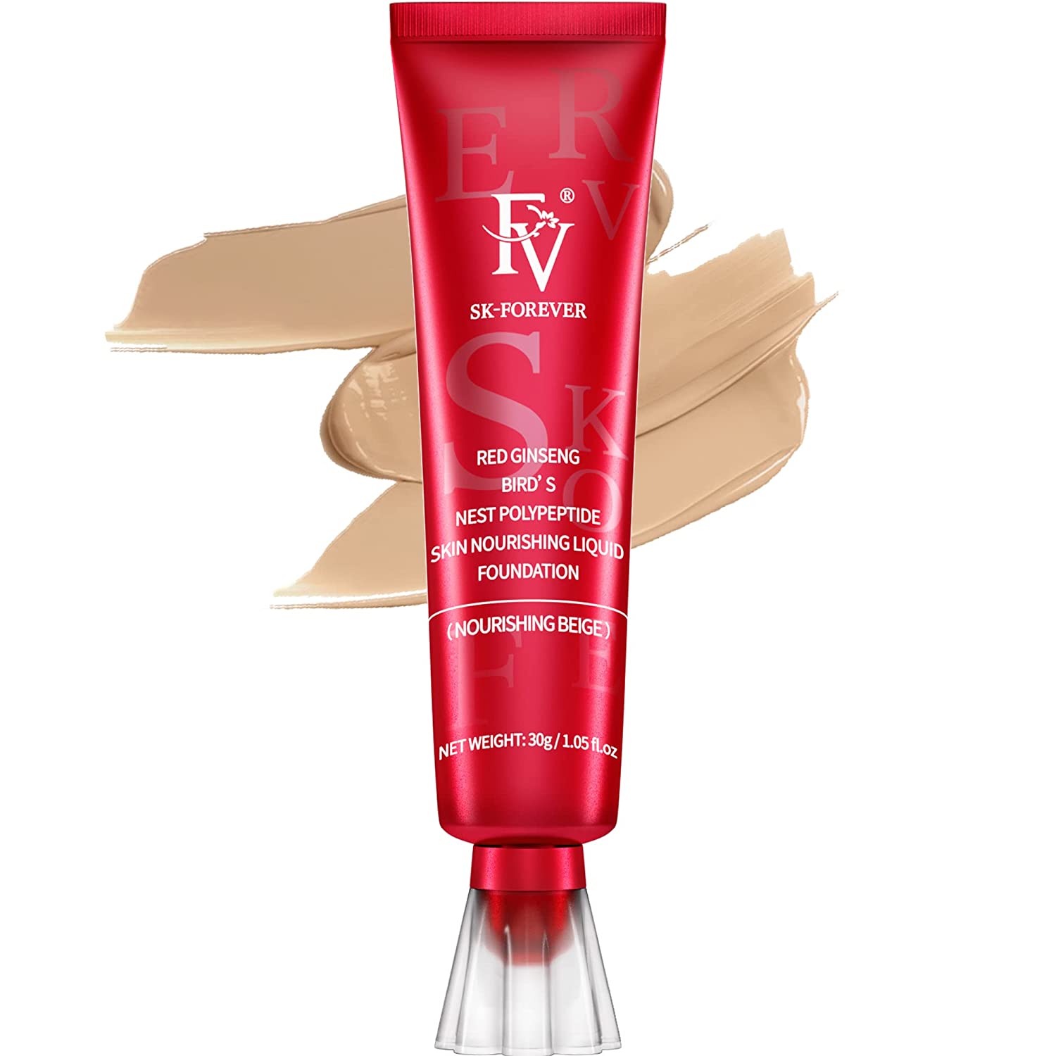 FV Foundation Makeup, Nourishing Beige FV Hoher Deckkraft Feuchtigkeitsspendend Flawless Langanhaltend Concealer Medium Coverage Flüssige Foundation 1 Fl Oz(30ml), trockene für ‎nourishing haut