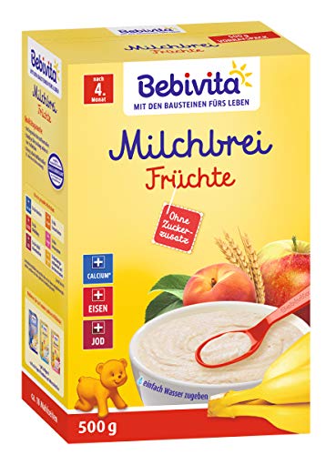 Bebivita Milchbrei Frucht, ohne Zuckerzusatz, 2er Pack (2 x 500g)