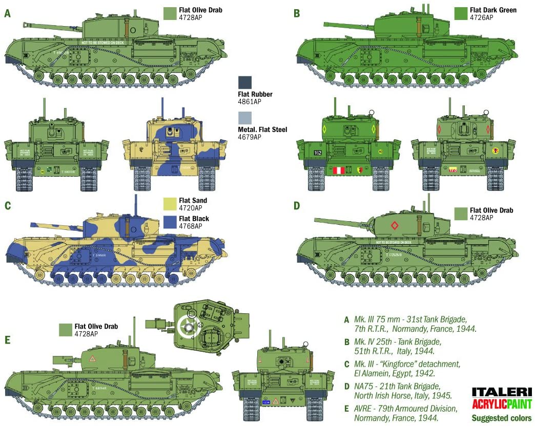 Italeri 15760 1: 56 Churchill "Mk.Iii/Iv/Avre/Na75 Tank