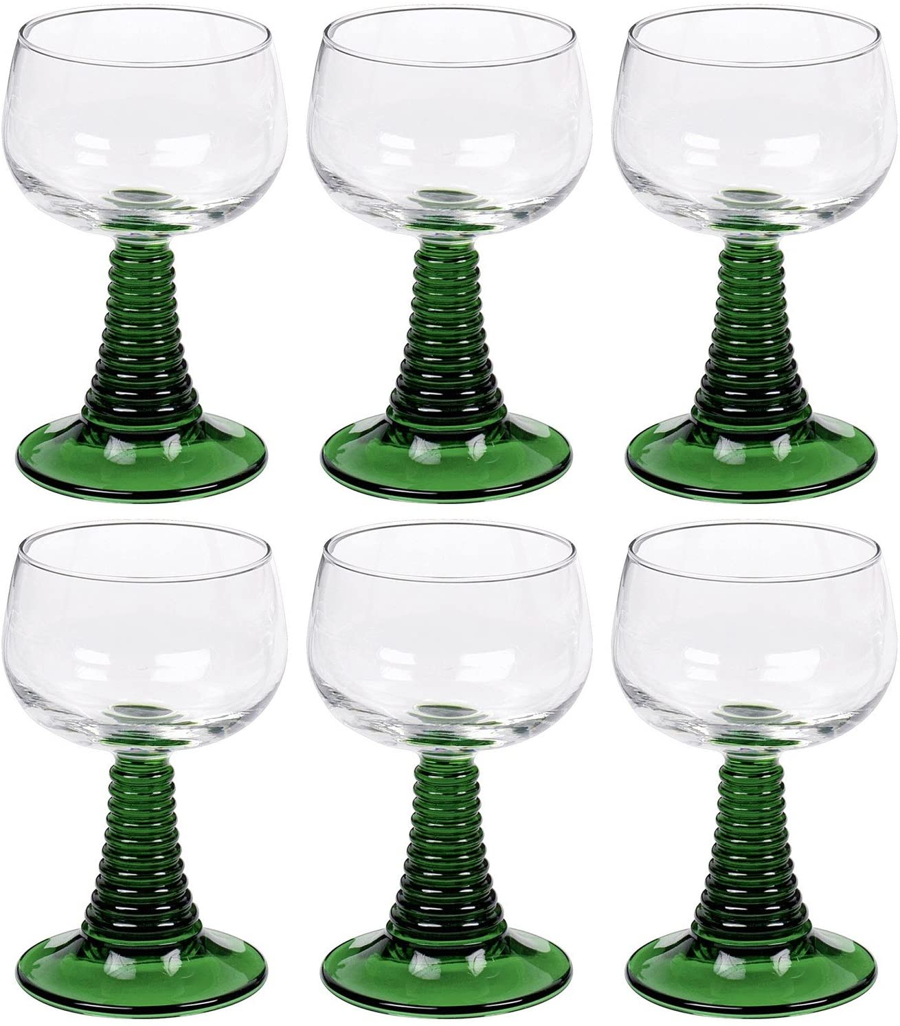 Arcoroc Wine Roman Green Base 250 ml without Fill Mark, Pack of 6