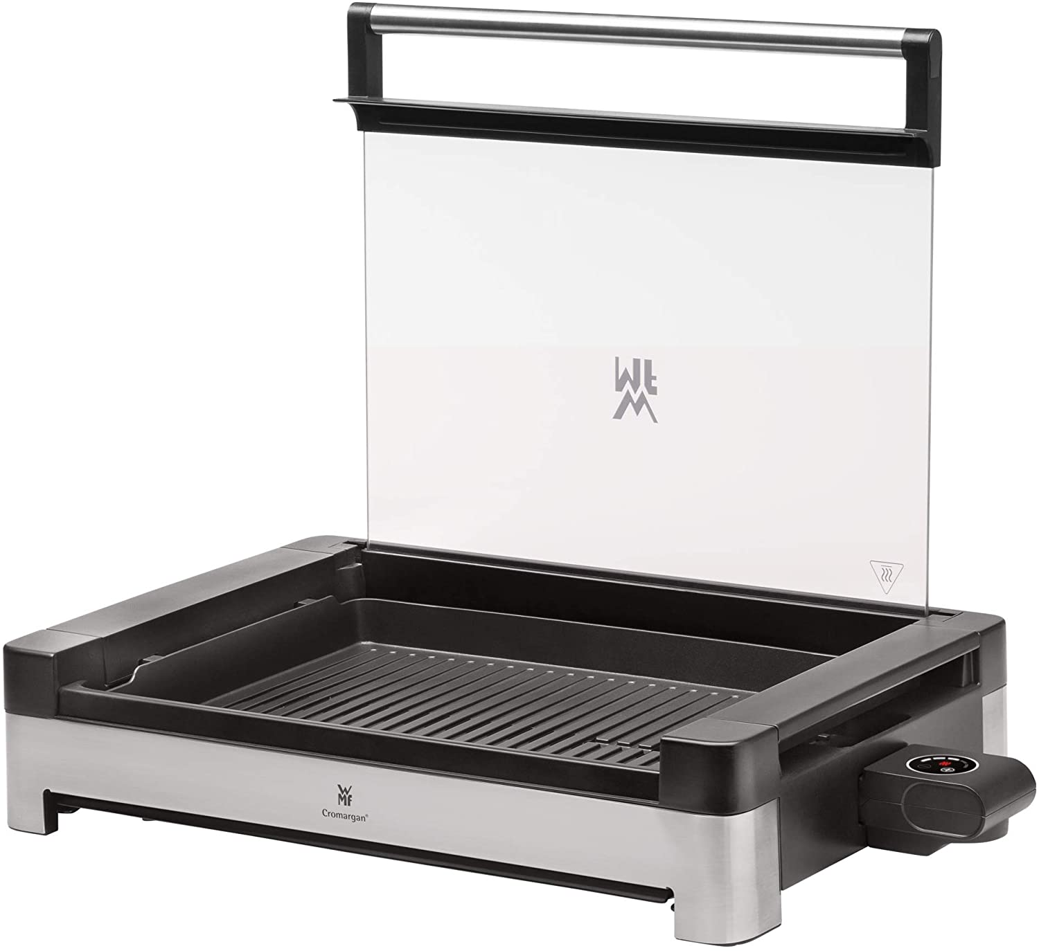 Wmf Lono Electric Table Grill, with Glass Lid, Coated Grill Plate, 2200 Watt, Matt, Stainless Steel