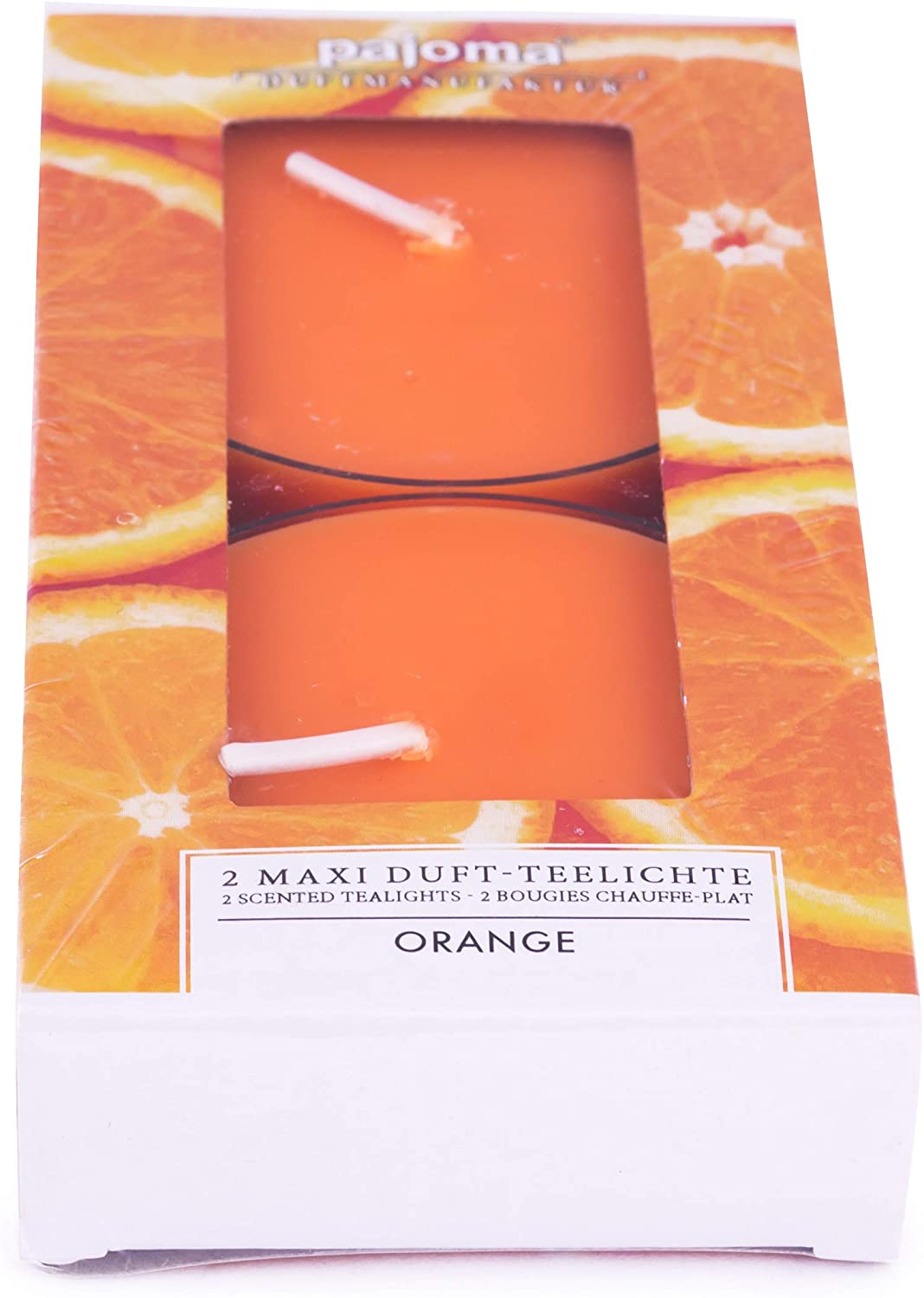Pajoma Maxi Teelichte Orange, 10Er Pack (5 X 2 Maxi Duft-Teelichte) In Poly