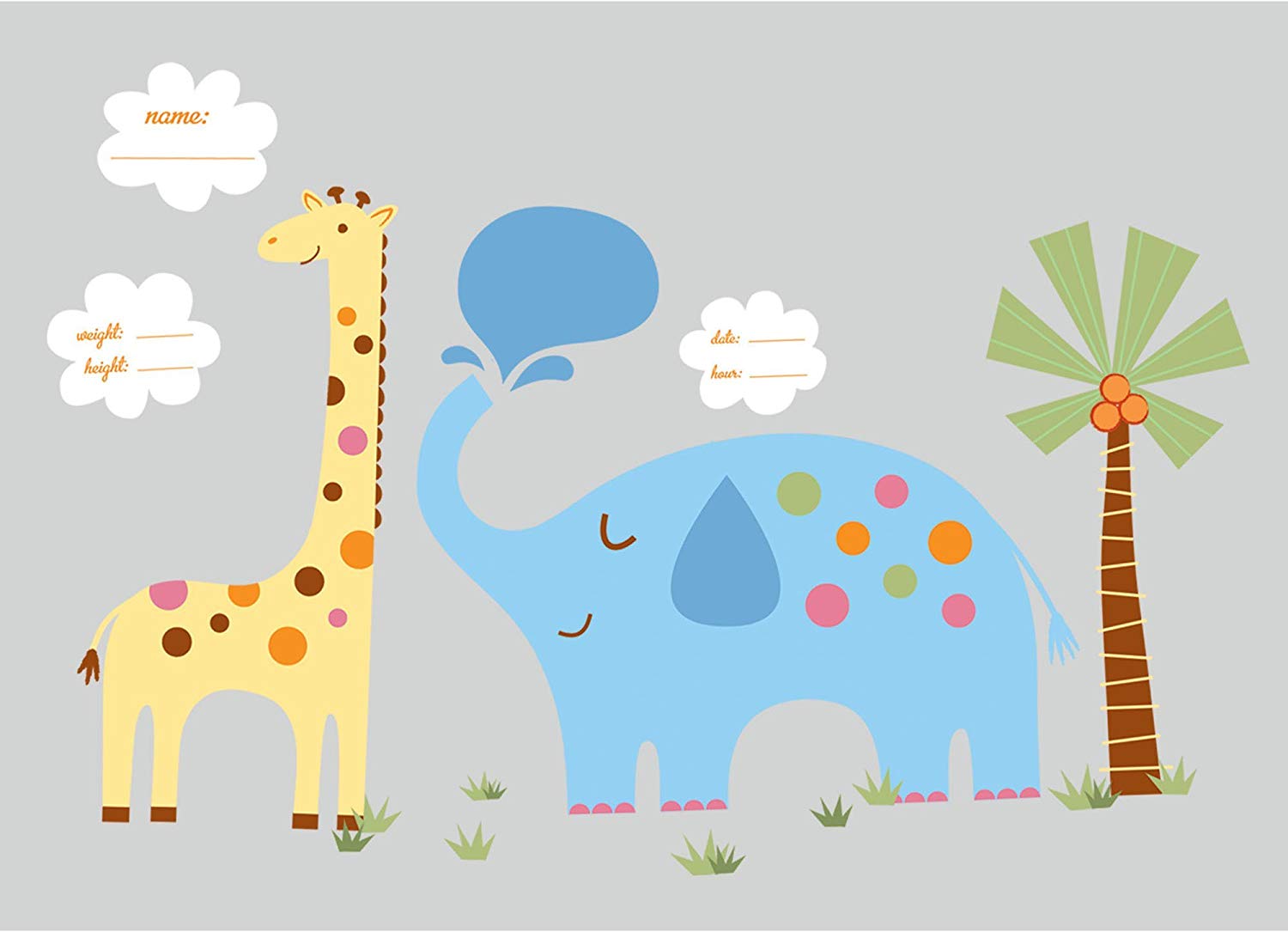 RoomMates New Baby Jungle Animals Giant Repositionable Childrens Wall Stickers, Multi-Colour
