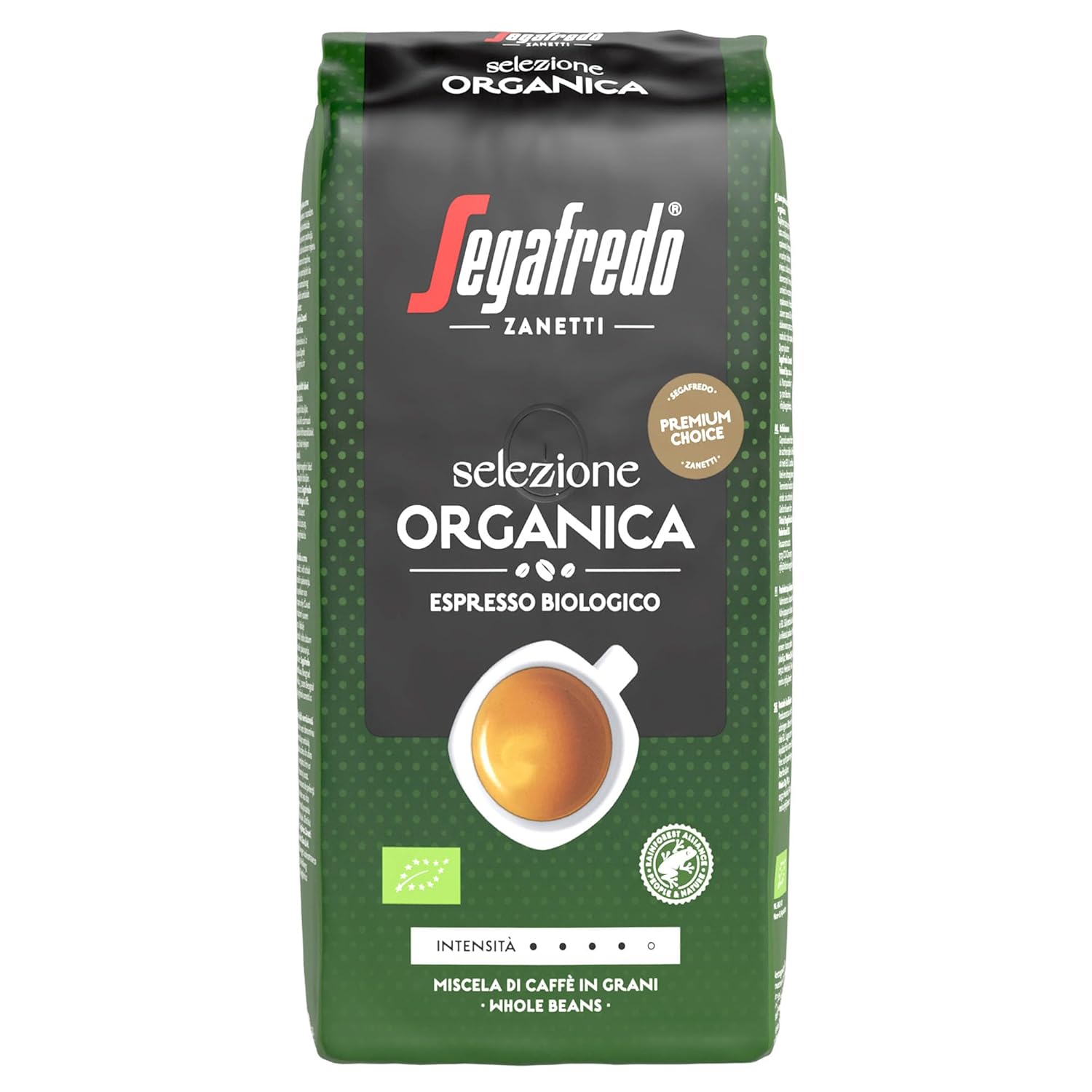 Segafredo Zanetti Selezione Organica - Whole Bean (1 kg Pack) - Suitable for all Italian Coffee Specialties - Medium Roasted Coffee Beans, Chocolate and Caramel Flavor