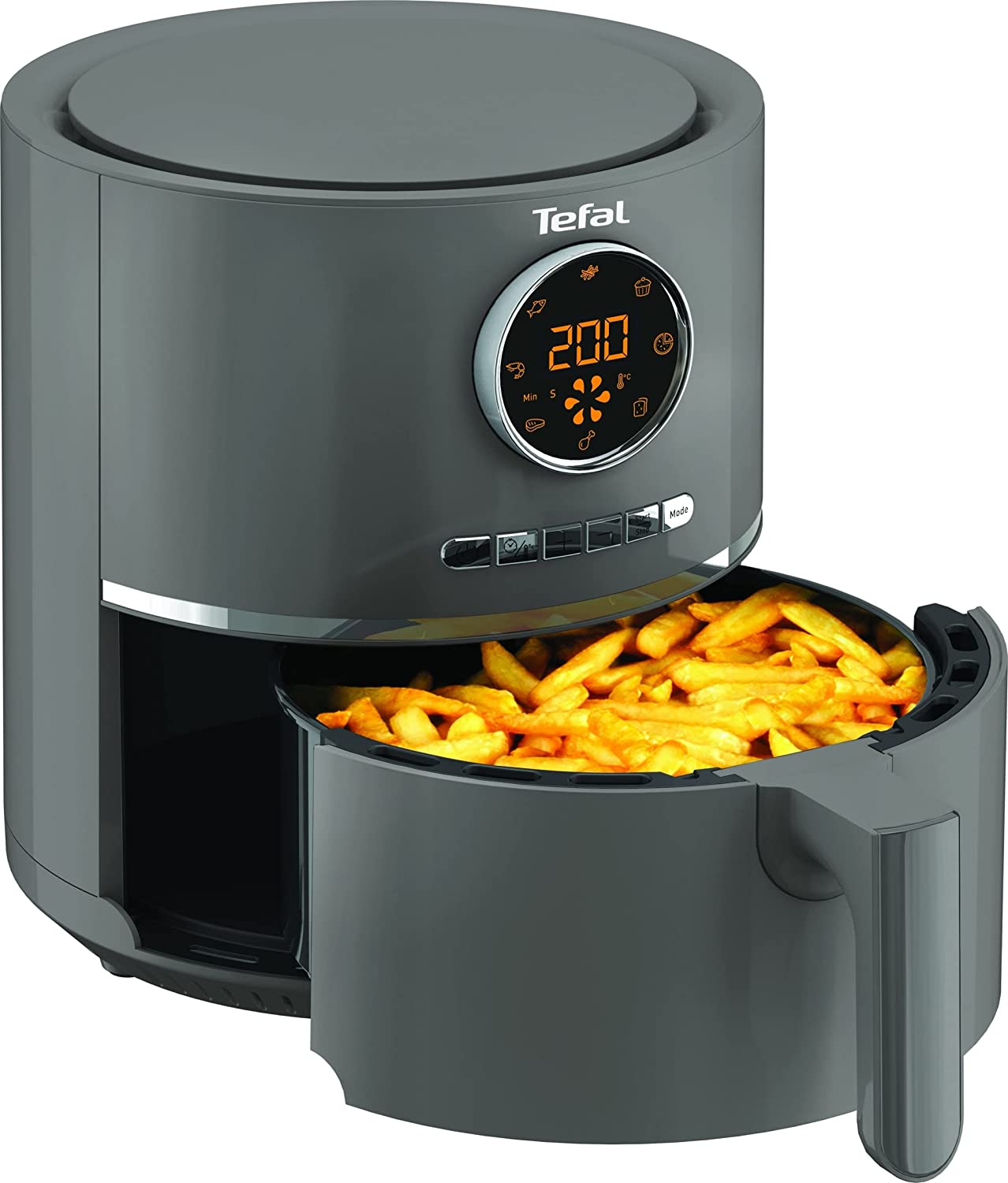 Tefal EY111B Airfry Ultra Digital Hot Air Fryer | 4 Cooking Options (Frying, Roasting, Grilling, Baking) | Capacity 1.2 kg | Adjustable Temperature | Timer | Grey