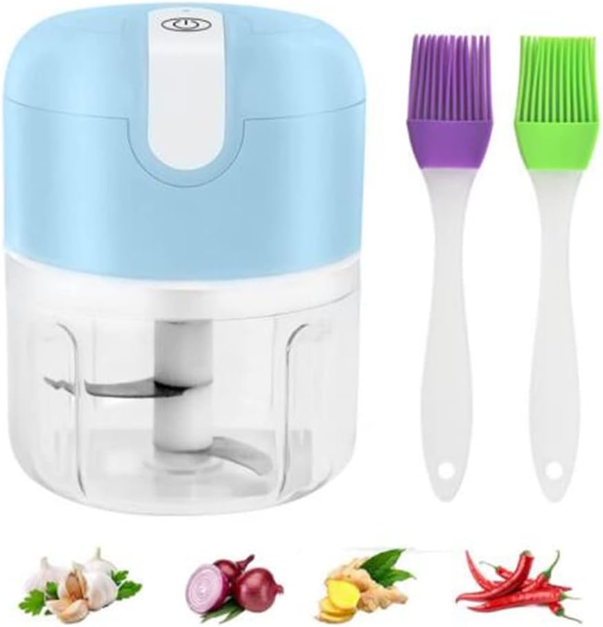 Electric Chopper Kitchen Rechargeable Mini Portable Food Processor Garlic Press Blender Chopper with 3 Sharp Blades for Vegetables Fruit Onion Meat