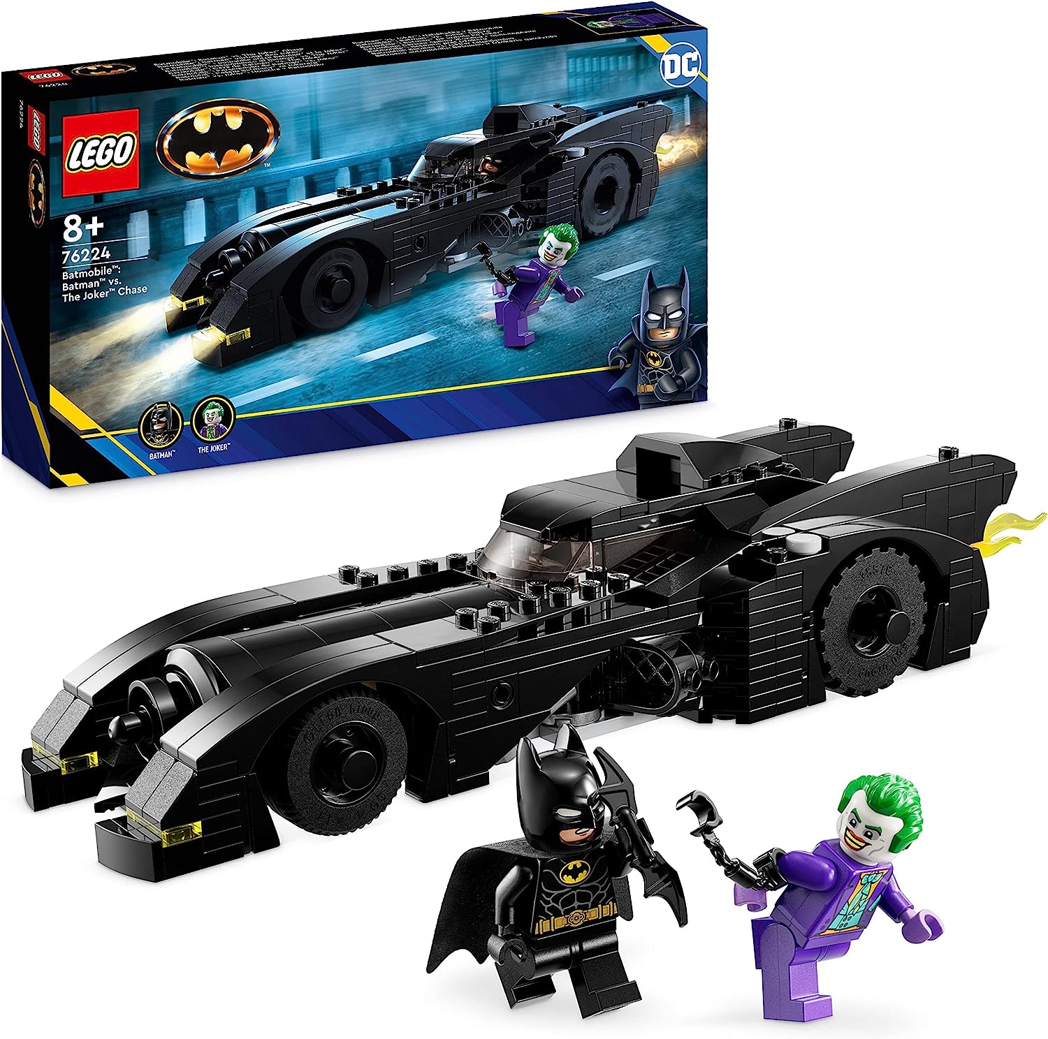 LEGO 76224 DC Batmobile: Batman Tracks the Joker Set, 1989 Batmobile Toy Car with 2 Mini Figures, Car Model of the Dark Knight with Batarang, Superhero Gift for Kids (Pre-Order Now)