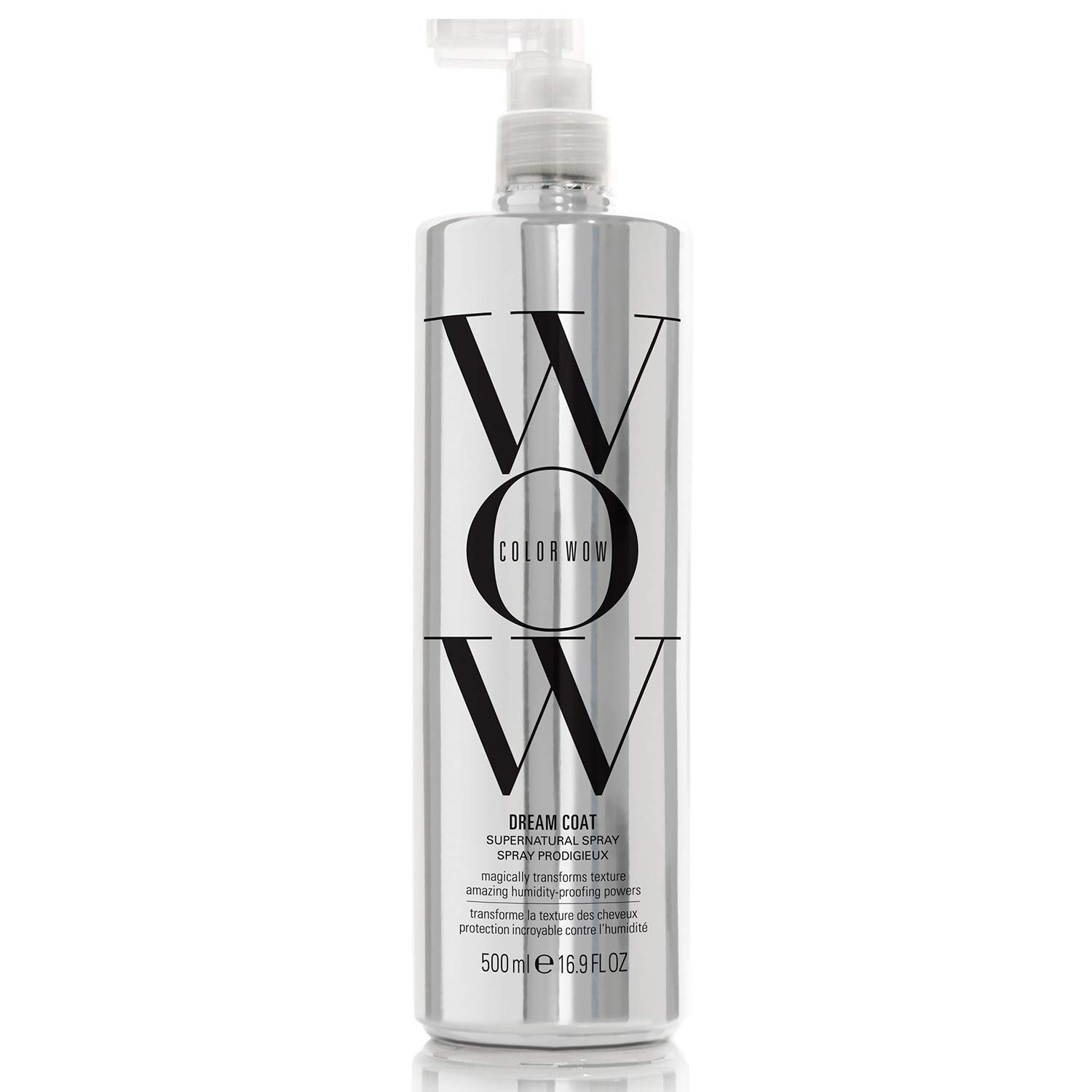 Color WoW Dream Coat Anti-Frizz spray for Super Smooth Hair, Heat Protection for Hair Lasts Up to 3 Hair Washes, Shine Spray for Smooth Hair, 500 ml, ‎silver