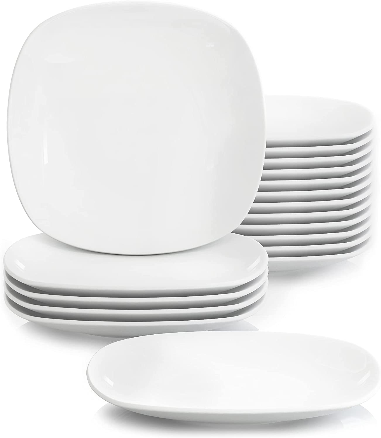 \'Malacasa Series Elisa, 18 Piece Set – Porcelain Plate 9.75 Cream Dinner Plate Large Flat Bowls 24,6x24,6x2,5 cm Tableware for 18 People
