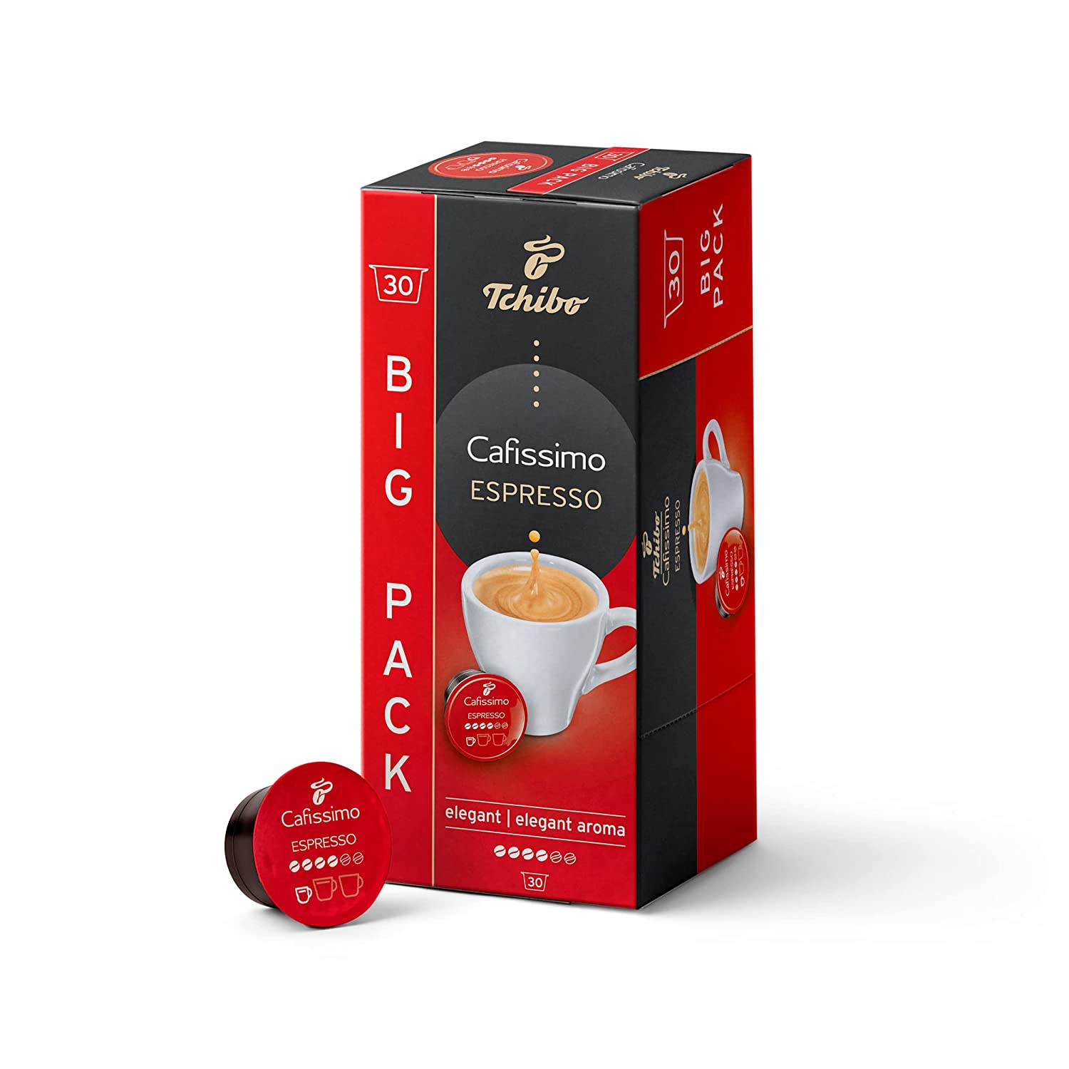 Tchibo Cafissimo Espresso Elegant coffee capsules, 30 pieces (coffee, expressive with a full aroma), sustainable & fair trade