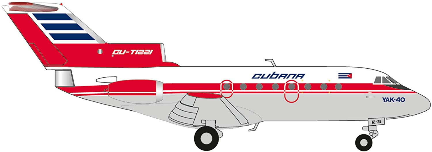 Herpa 559775 Yakovlev Yak-40 Cubana De Aviacion Mini Wings Collectable Aero
