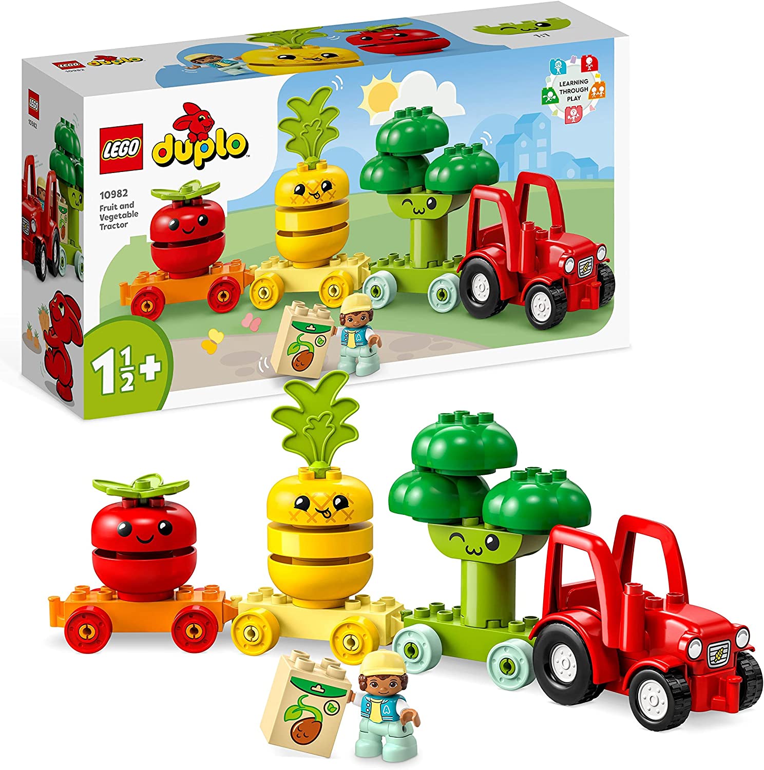 LEGO 10982 Duplo My First Fruit and vegetable tractor, Easter Gift Toy for Easter Crafts, Sorting and Stacking for Babies and Toddlers Aggers Aged 1.5 Years, Educational Toy for Easter 2023