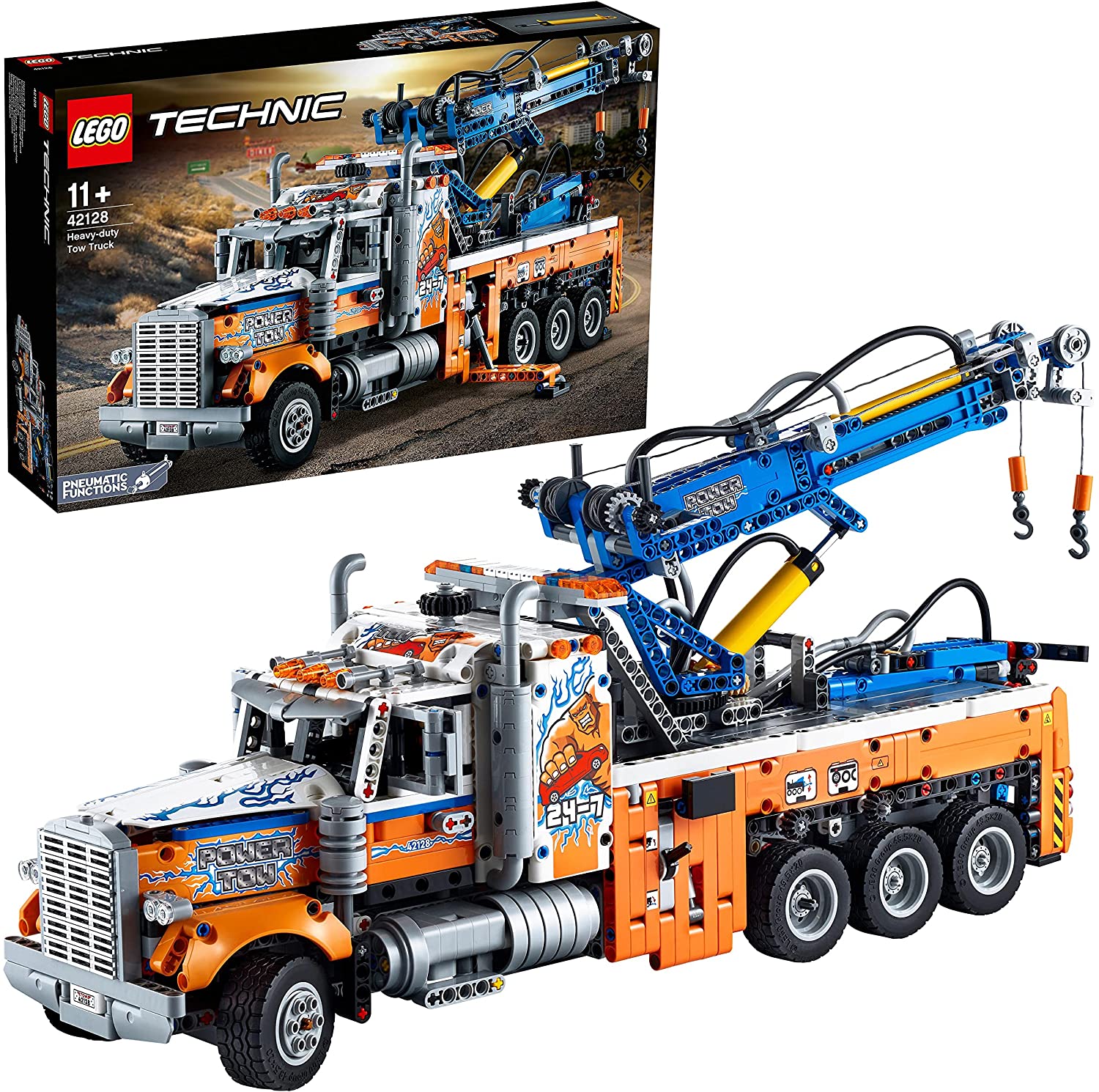 LEGO 42128 Technic Heavy Duty Tow Truck Model Kit Technology for Kids Crane