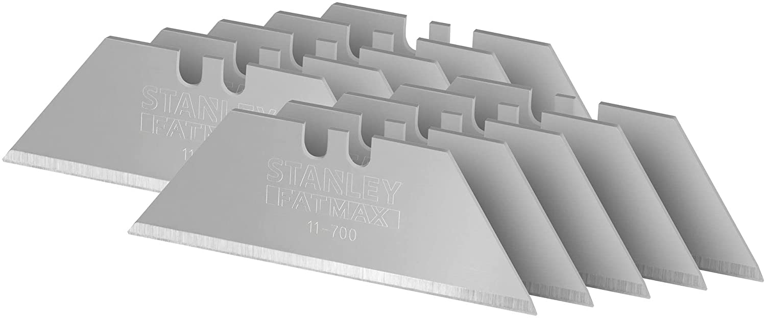 Stanley FatMax Trapezoidal Blades (0.65 mm Blade Thickness, S3 Technology, Shatterproof up to 35 kg, Dispenser Pack of 10) 2-11-700