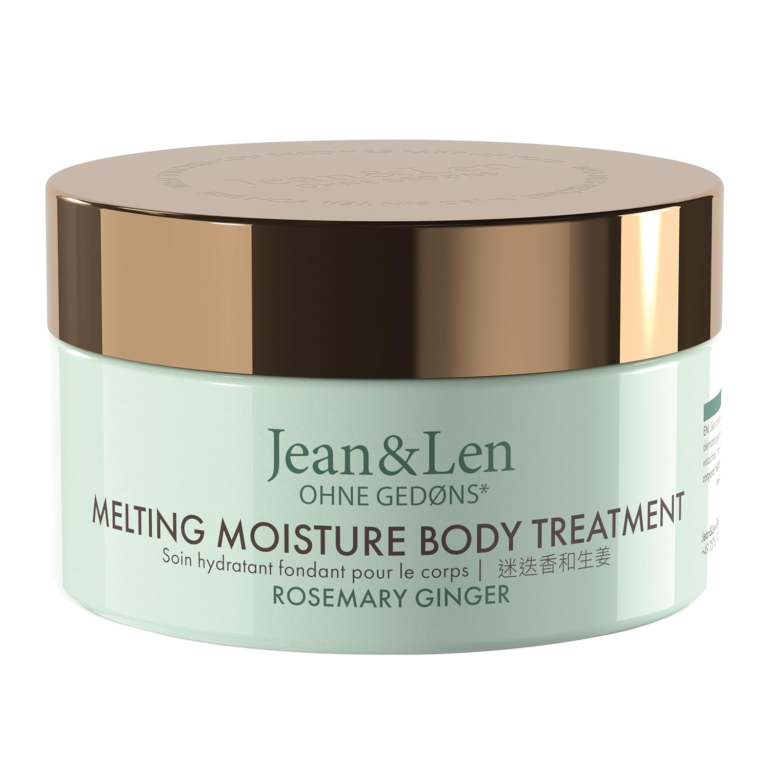 Jean & Len Melting Moisture Body Treatment Rosemary & Ginger, For A Scented Care Result, For Normal Skin, High-Quality Jar, Nourishing Body Butter, Parabens & Silicone Free, 200 ml