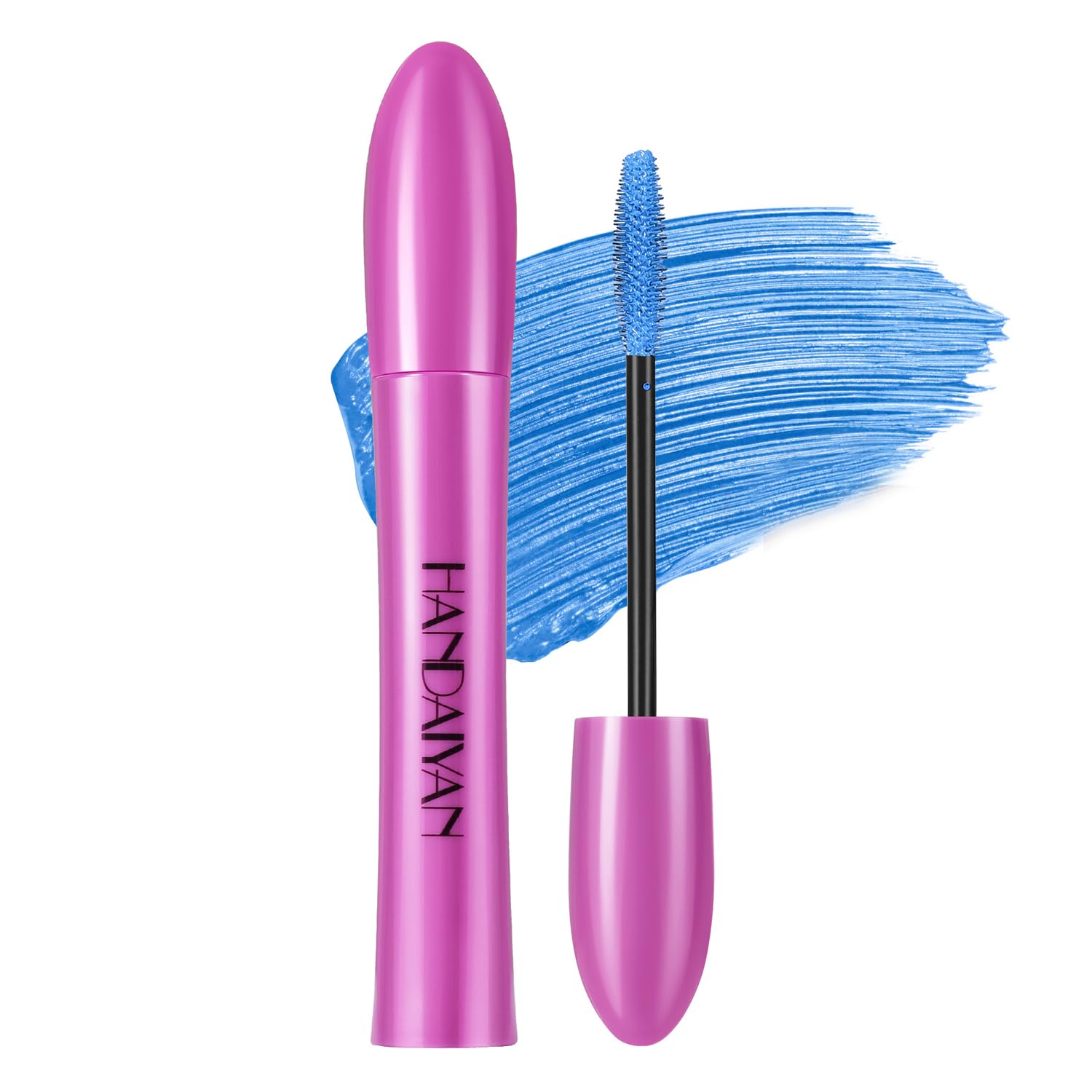 GL-Turelifes Colorful Mascara, Colorful Fiber Mascara, Charming, Thick Brush, Curling, Durable Mascara with Thick and Long Eyelashes, Waterproof and Smudge-proof (#7 Cobalt Blue, Piece)