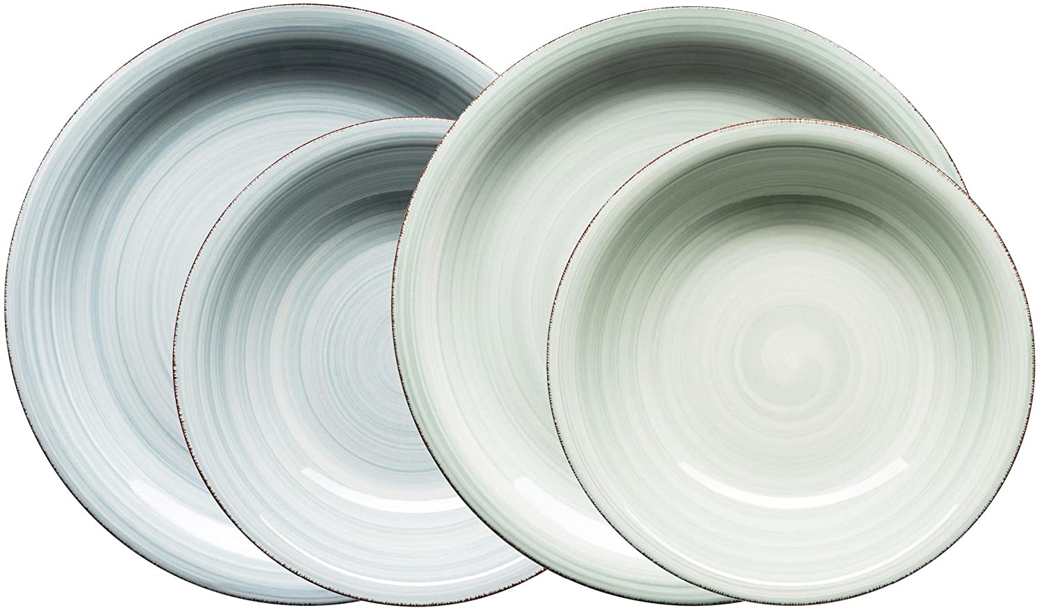 Domestic by Mäser Bel Tempo Hand Painted Ceramic Dinner Set – 8 Pieces – 2 Person – In Grey
